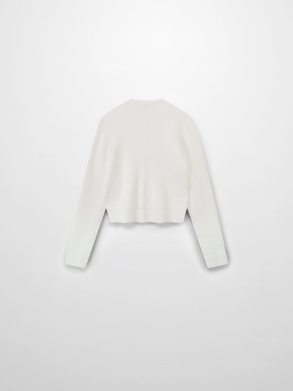 Textured Crew Cardigan-Ivory