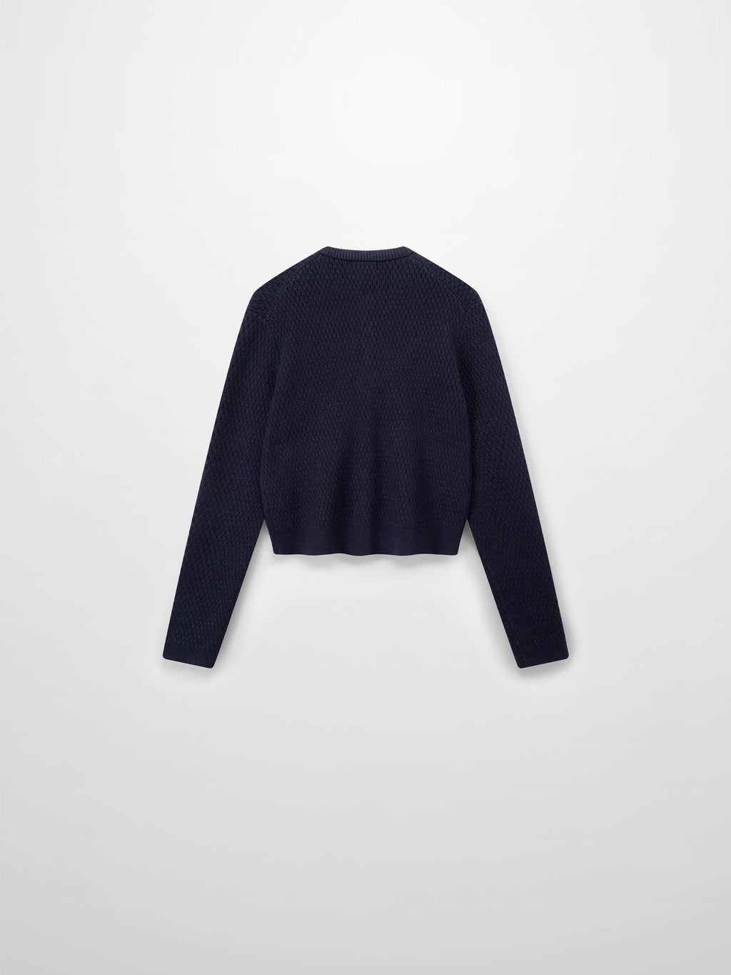 Textured Crew Cardigan-Navy