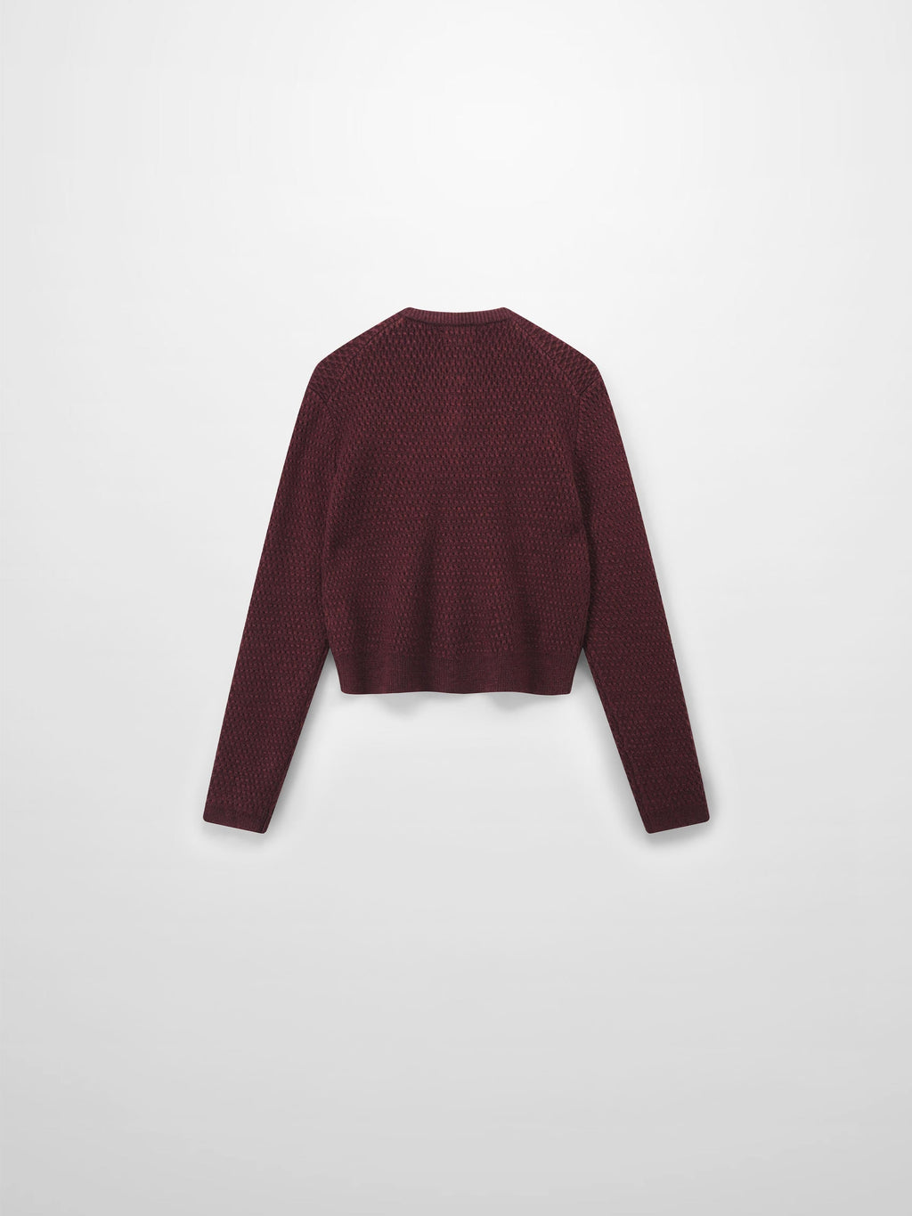 Textured Crew Cardigan-Heathered Burgundy