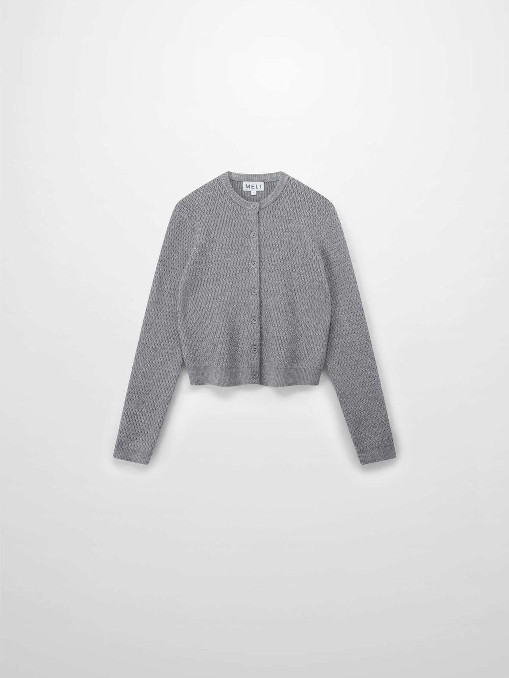 Textured Crew Cardigan-Grey