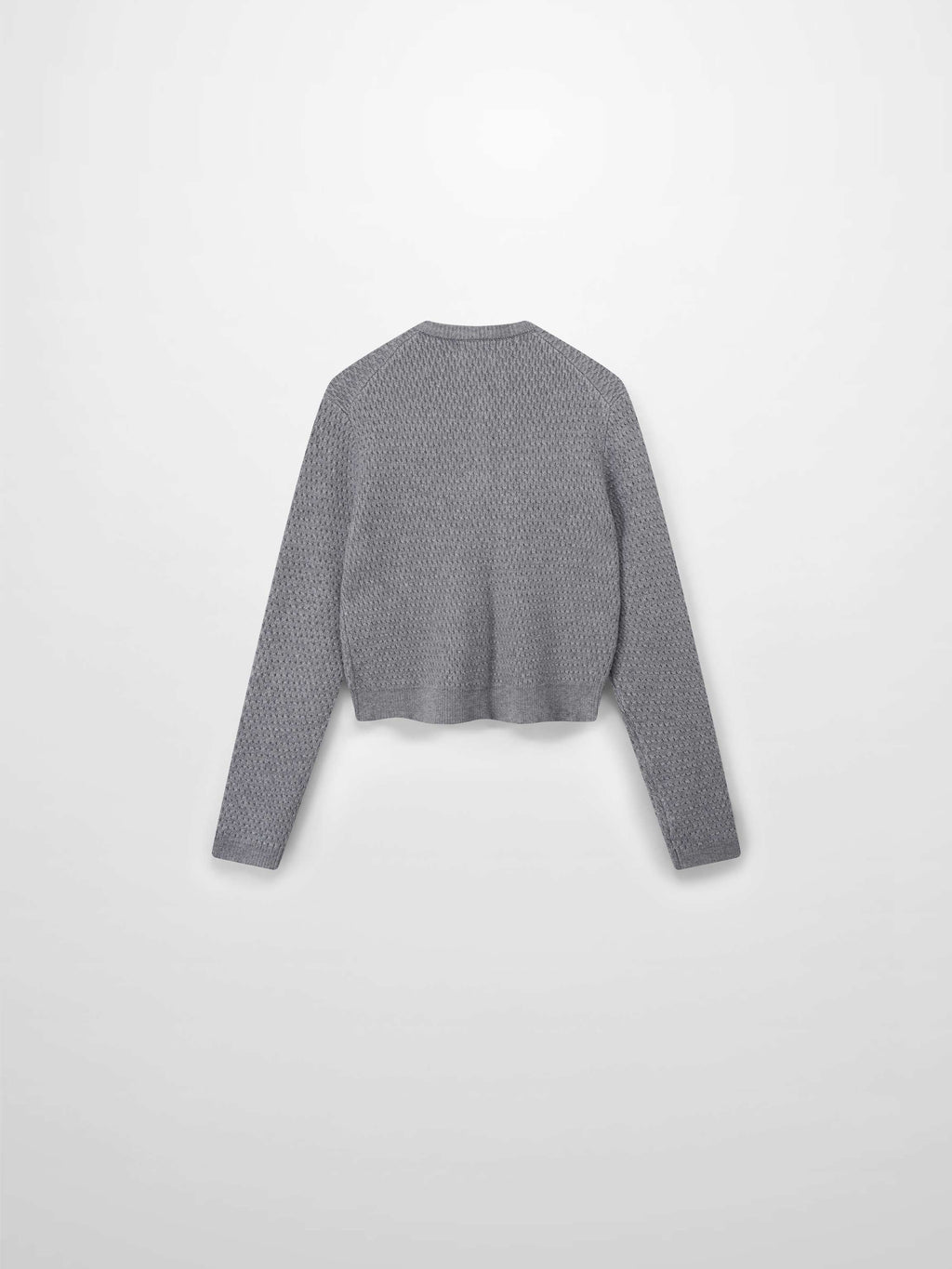 Textured Crew Cardigan-Grey