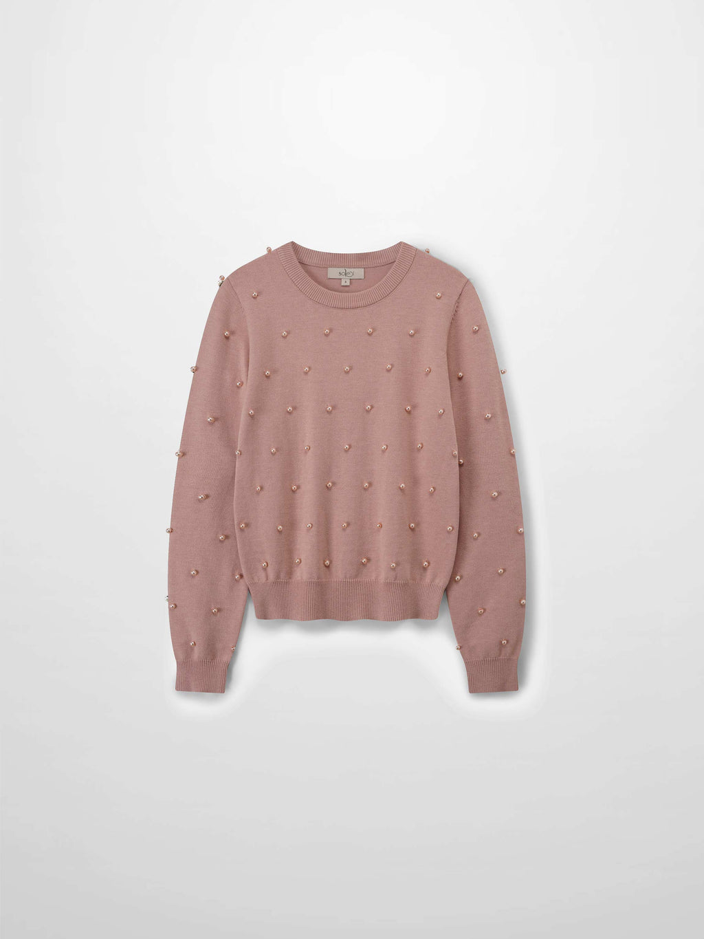Pearl Embellished Sweater-Blush