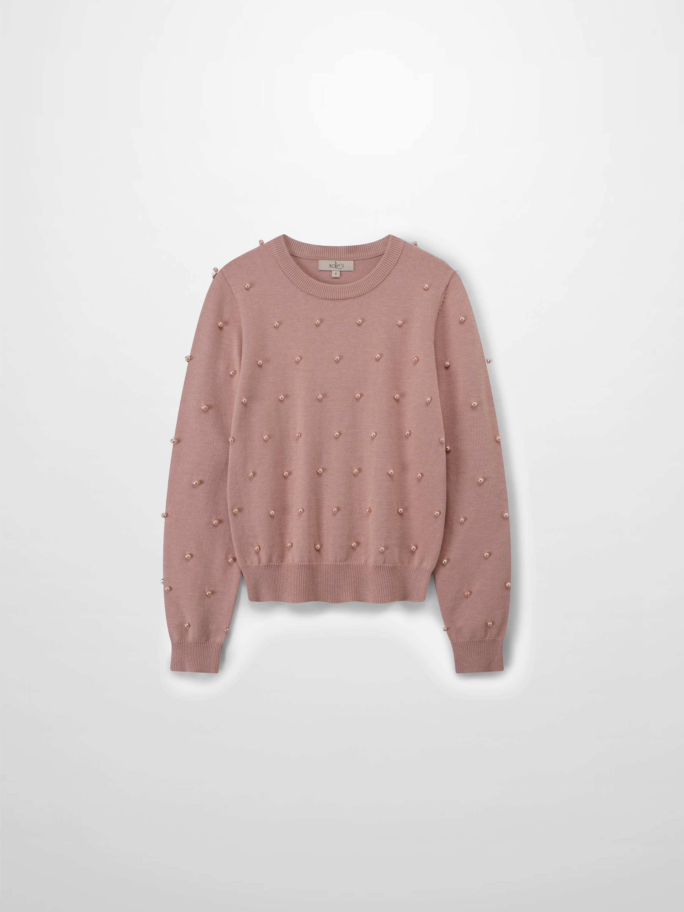 Pearl Embellished Sweater-Blush