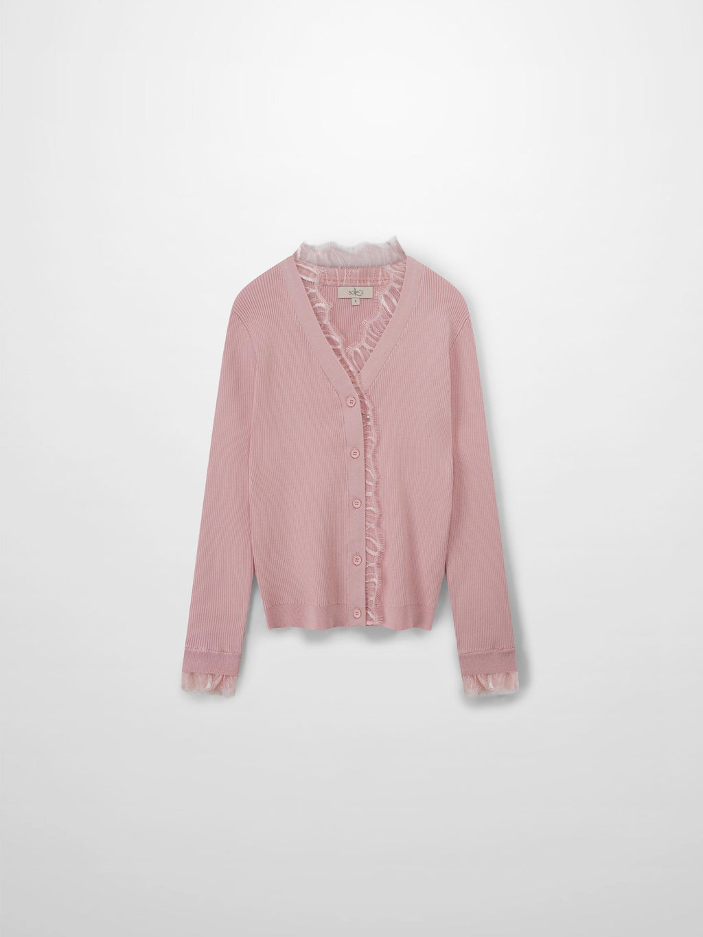 Lace Trimmed Sweater-Blush