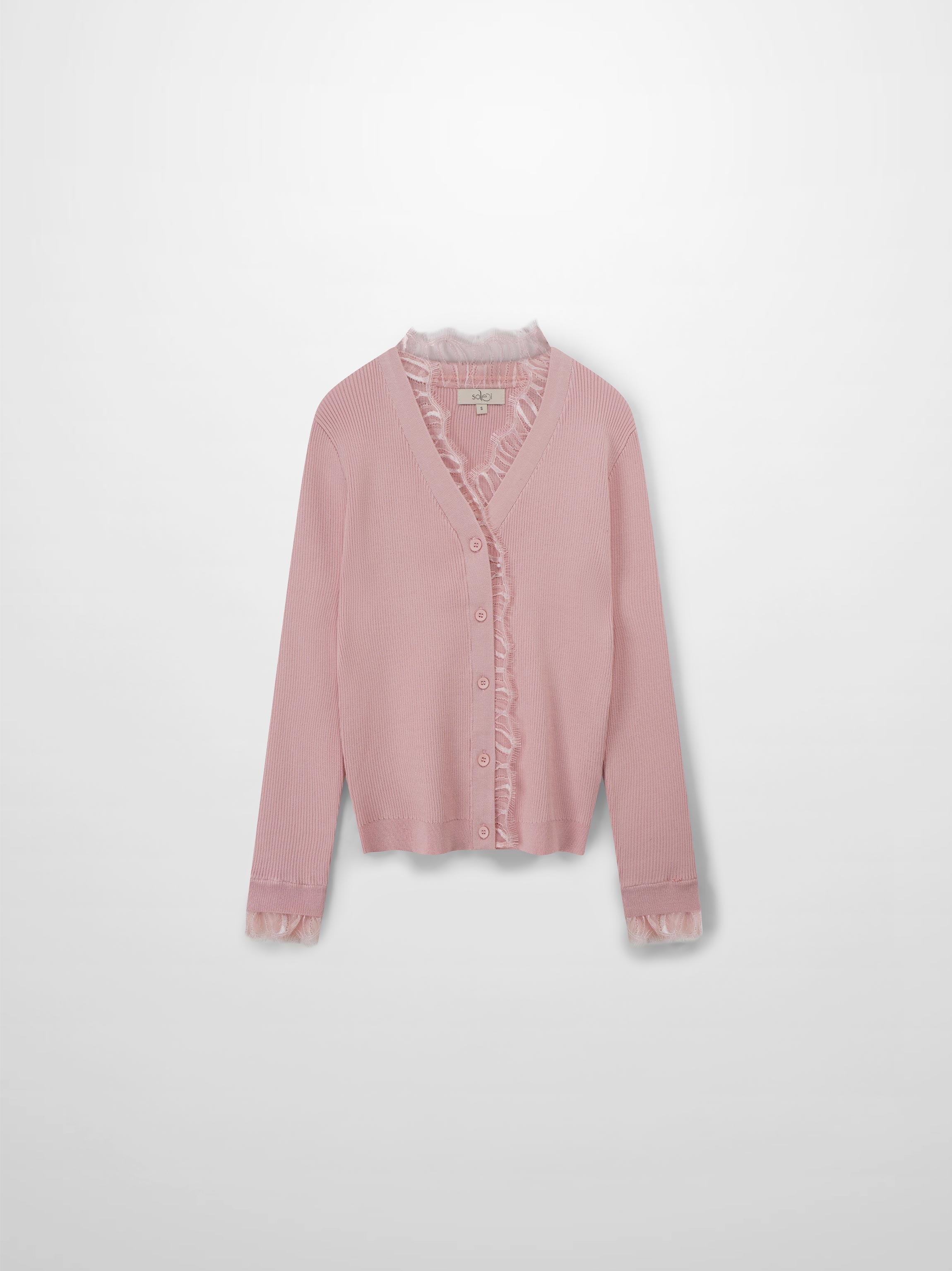 Lace Trimmed Sweater-Blush