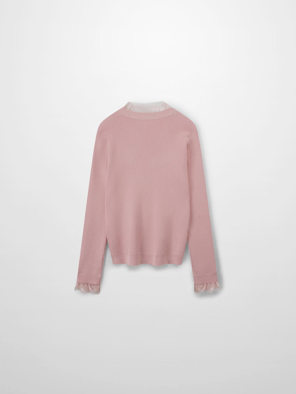 Lace Trimmed Sweater-Blush