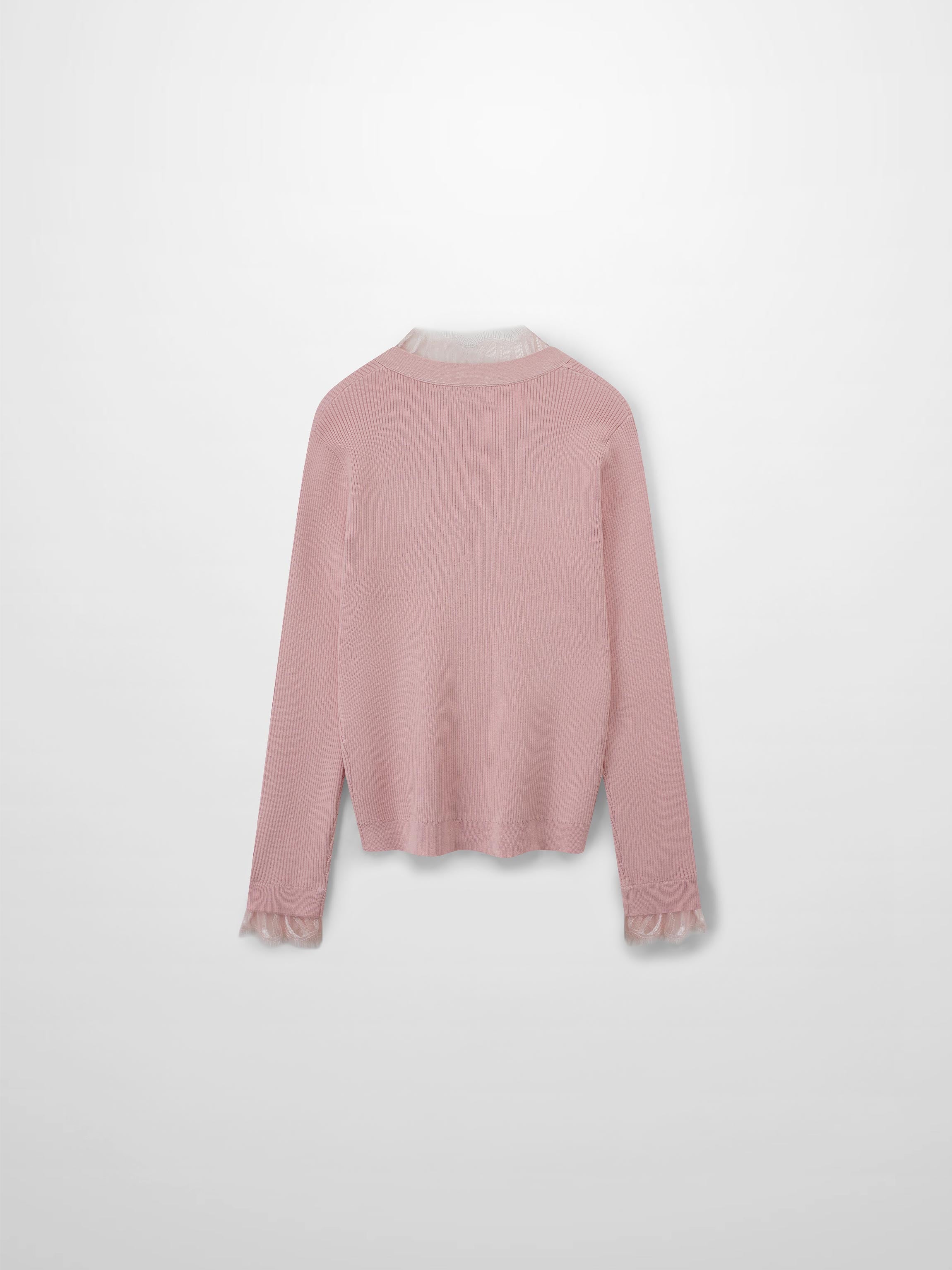 Lace Trimmed Sweater-Blush
