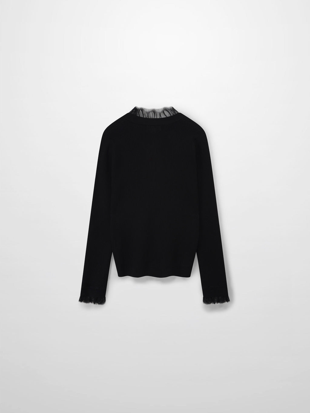 Lace Trimmed Sweater-Black