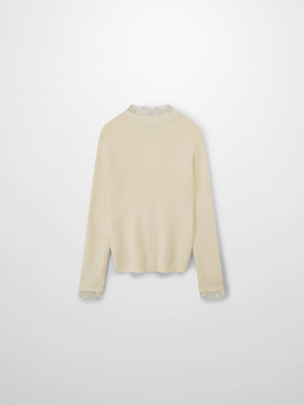 Lace Trimmed Sweater-Cream