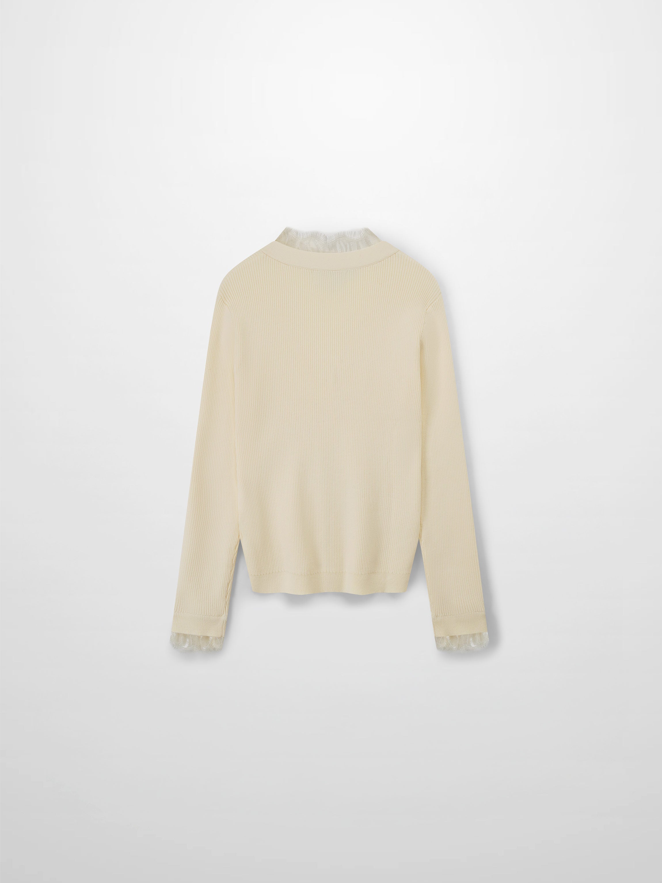 Lace Trimmed Sweater-Cream