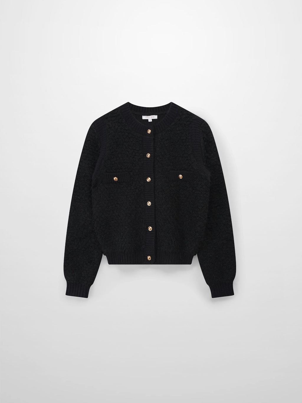 Ribbed Knit Mohair Cardigan Jacket-Black