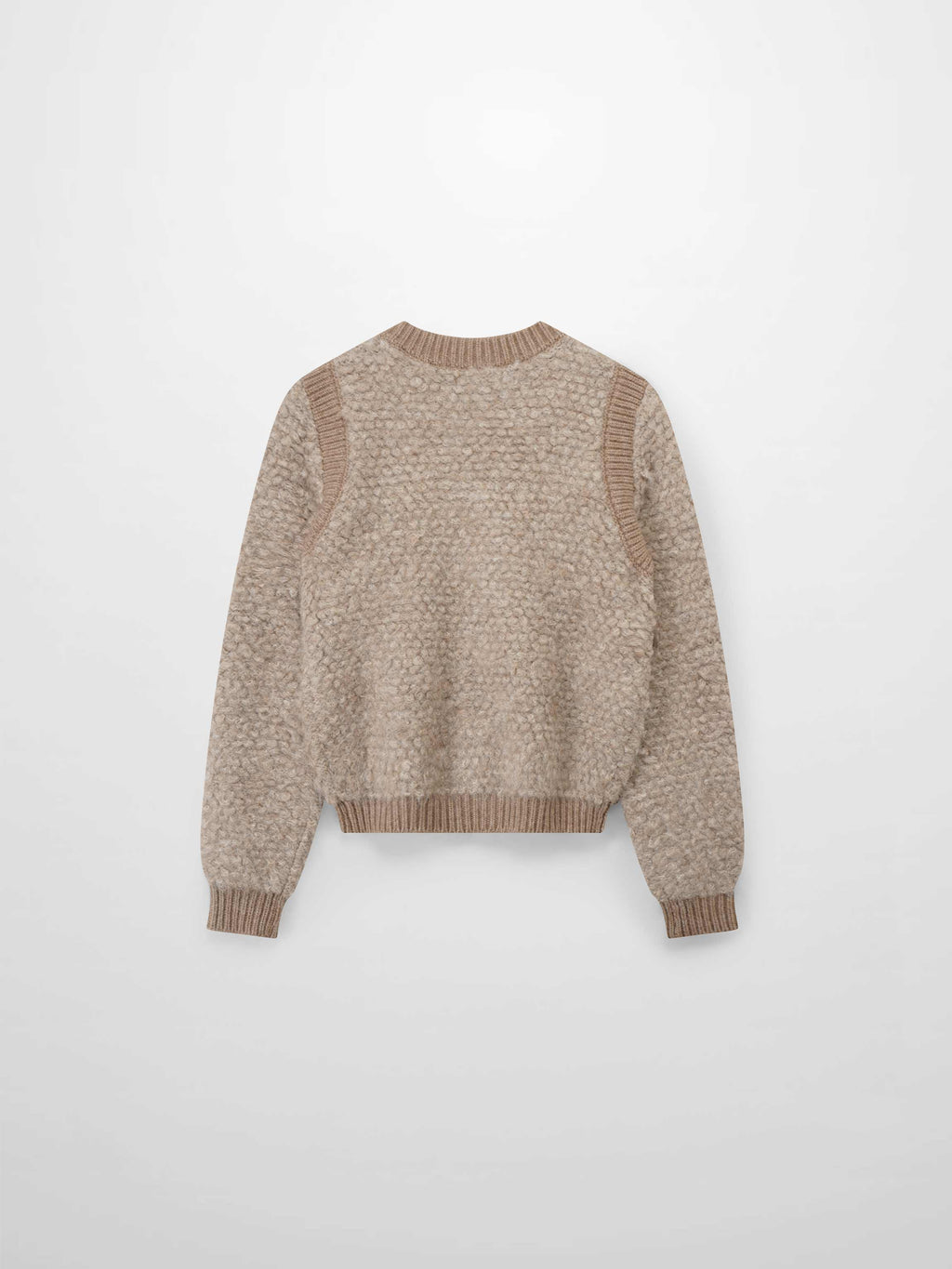 Ribbed Knit Mohair Cardigan Jacket-Camel