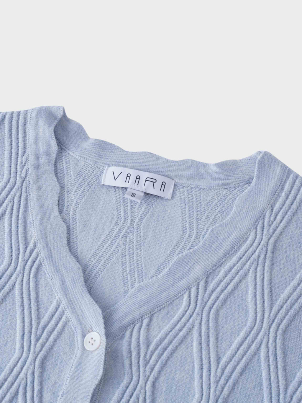 Scalloped Edge Cardigan-Light Blue Heather