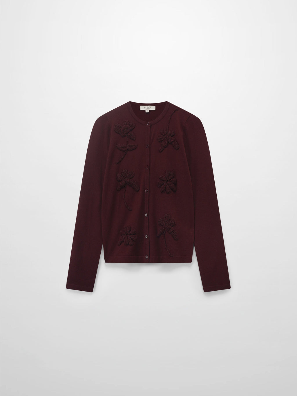 Crochet Puff Flower Sweater Set-Plum