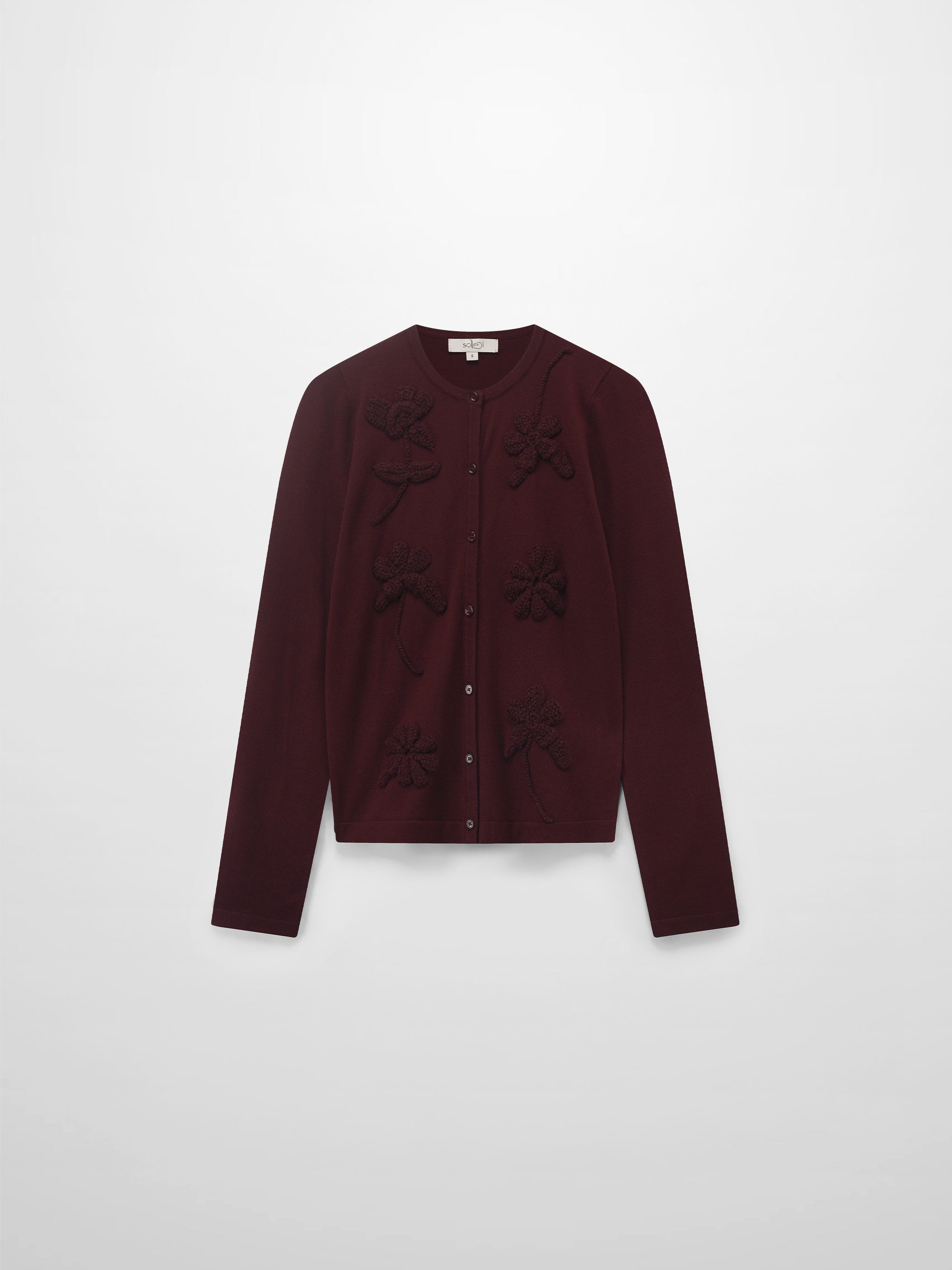 Crochet Puff Flower Sweater Set-Plum