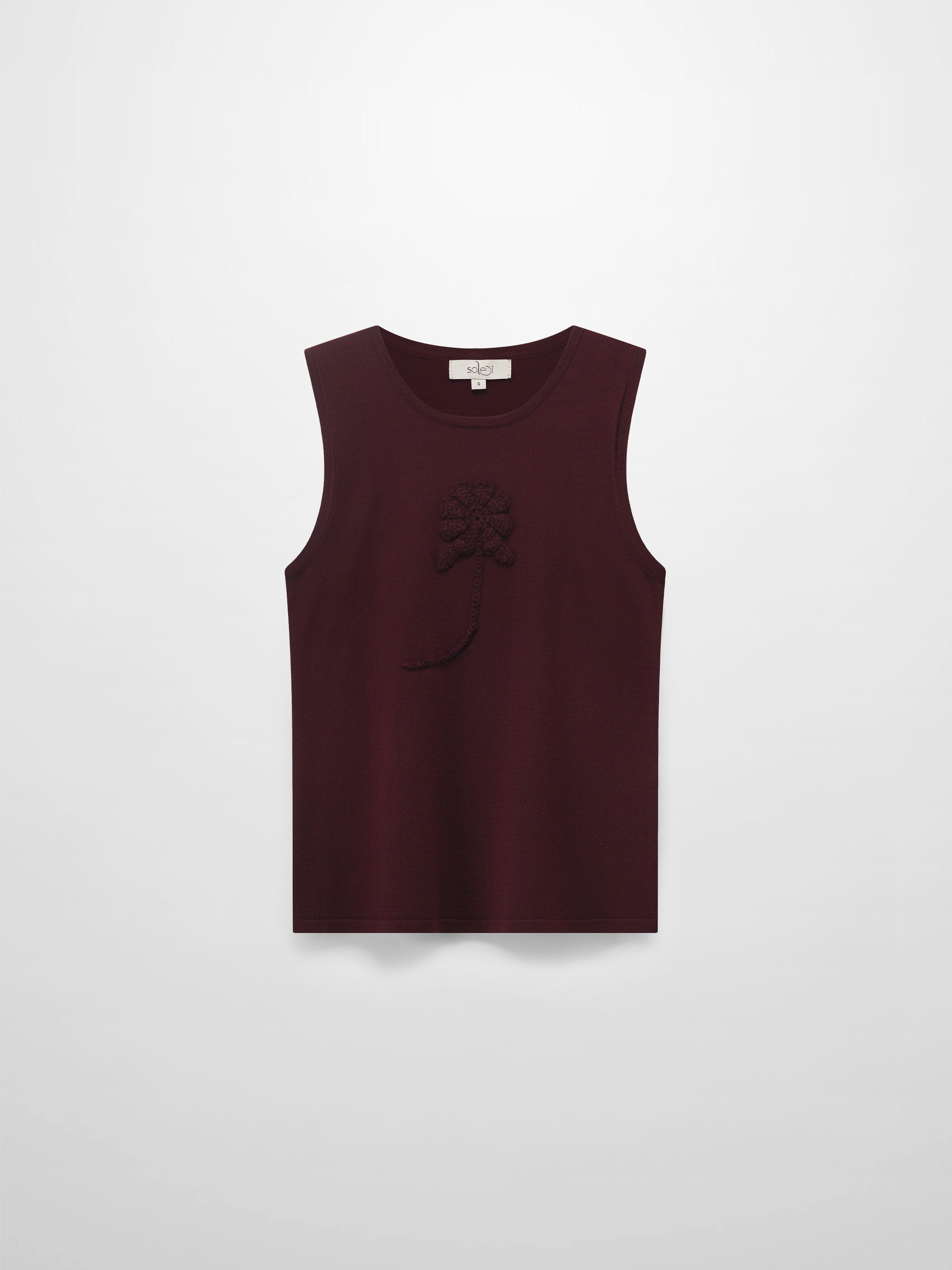 Crochet Puff Flower Sweater Set-Plum