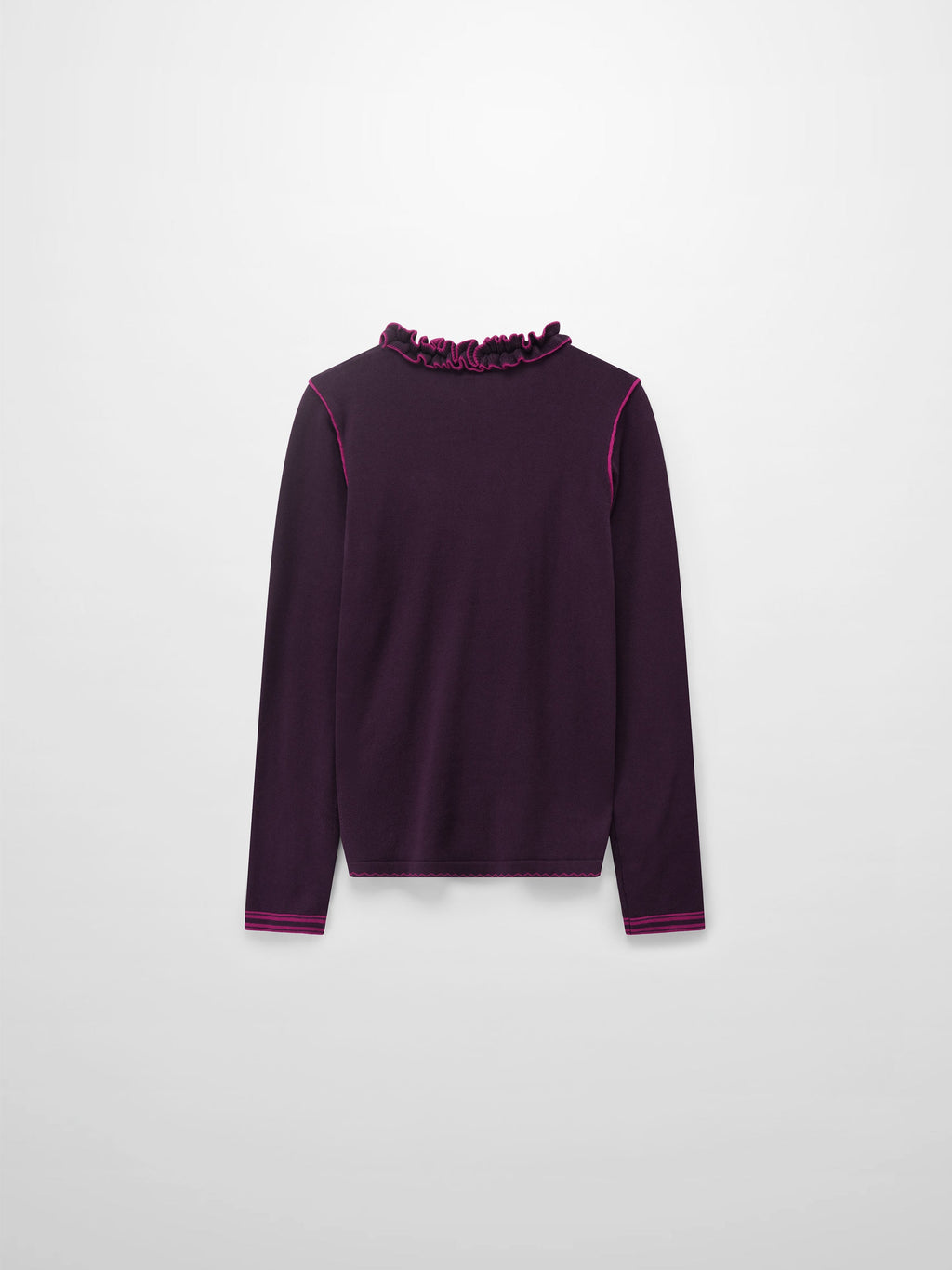 Ruffle Detail Sweater-Wine/Fuchsia