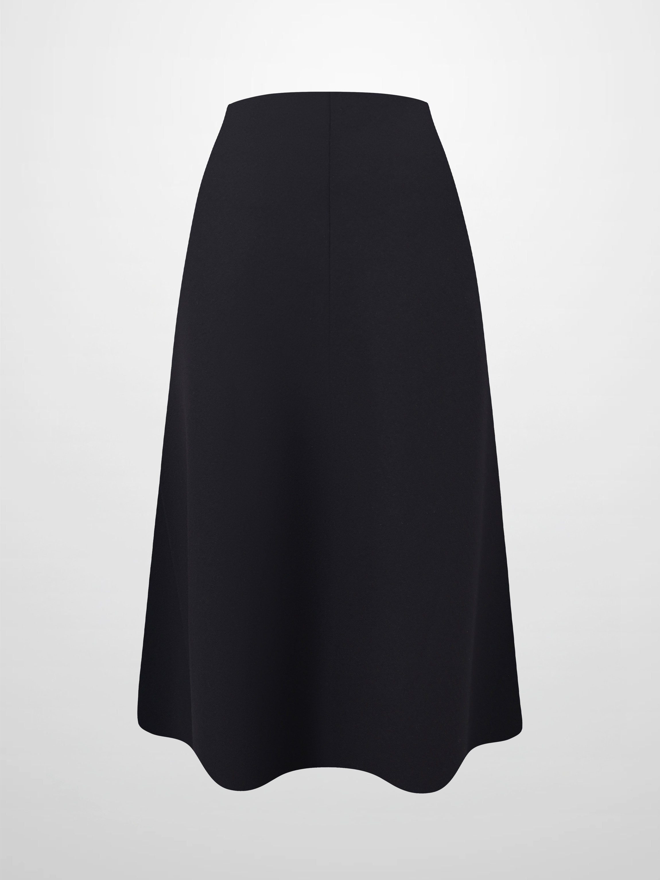 Basic A-Line Seamed Short Skirt-Black