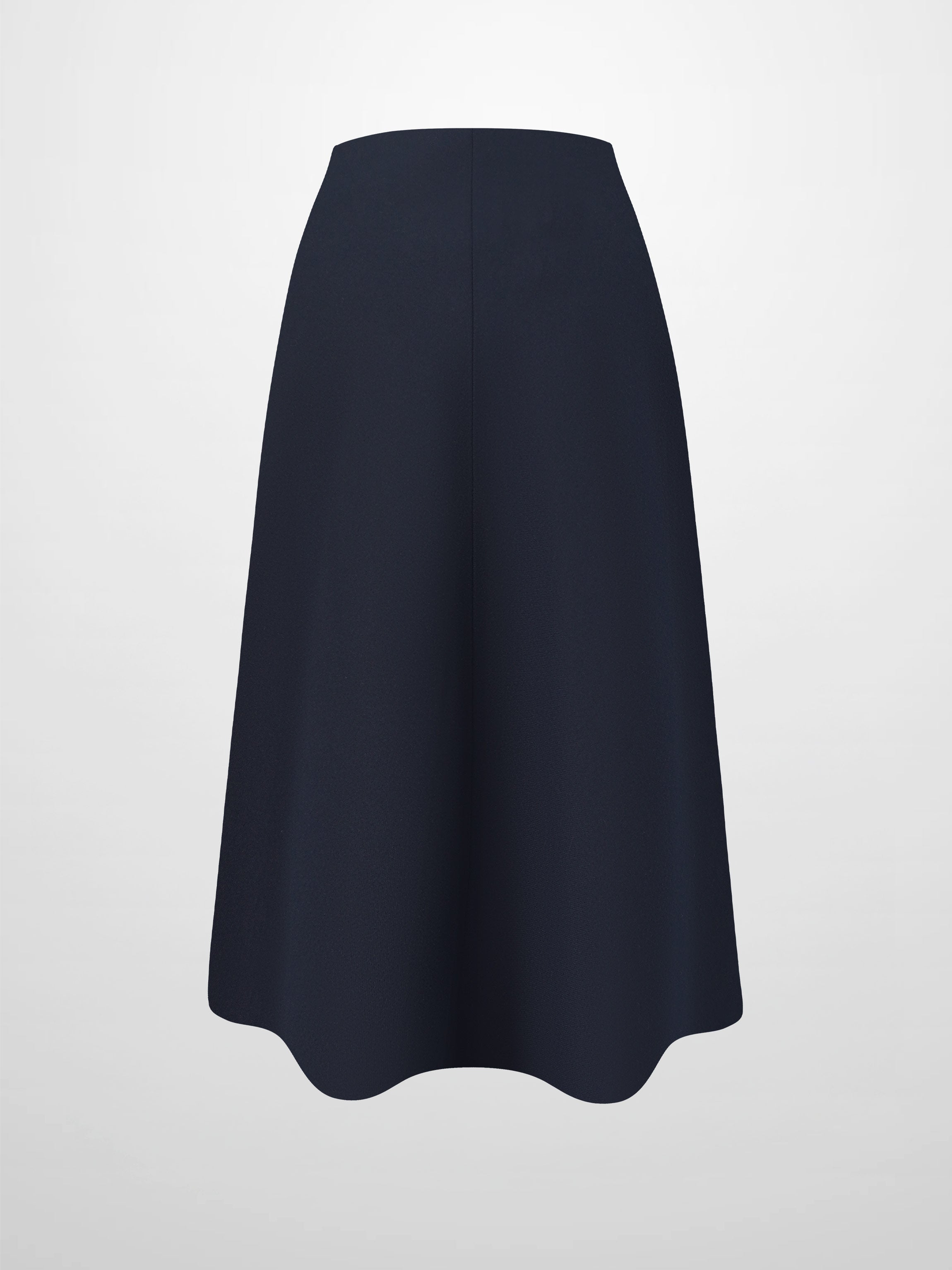 Basic A-Line Seamed Short Skirt-Navy