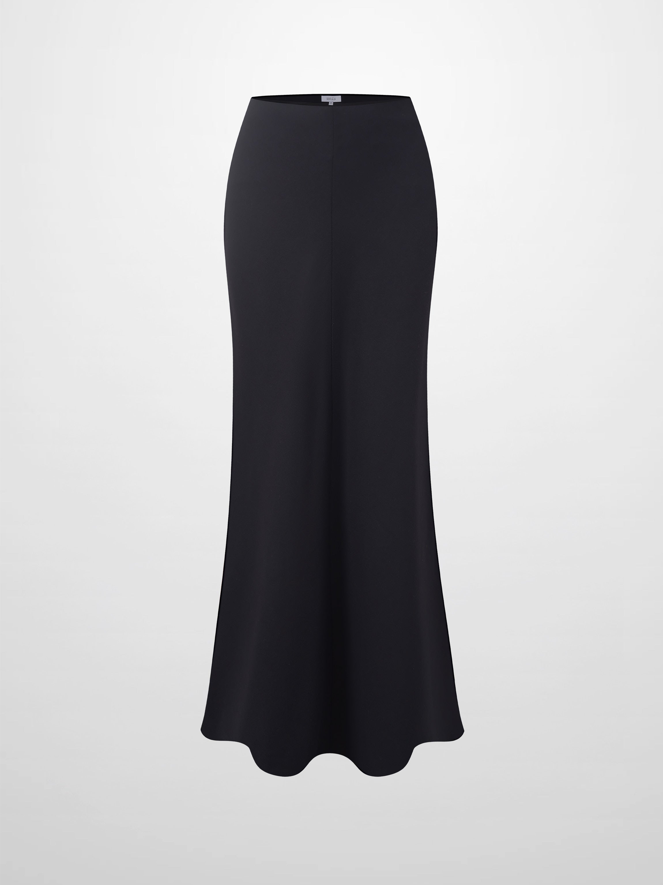 Basic A-Line Seamed Maxi Skirt-Black