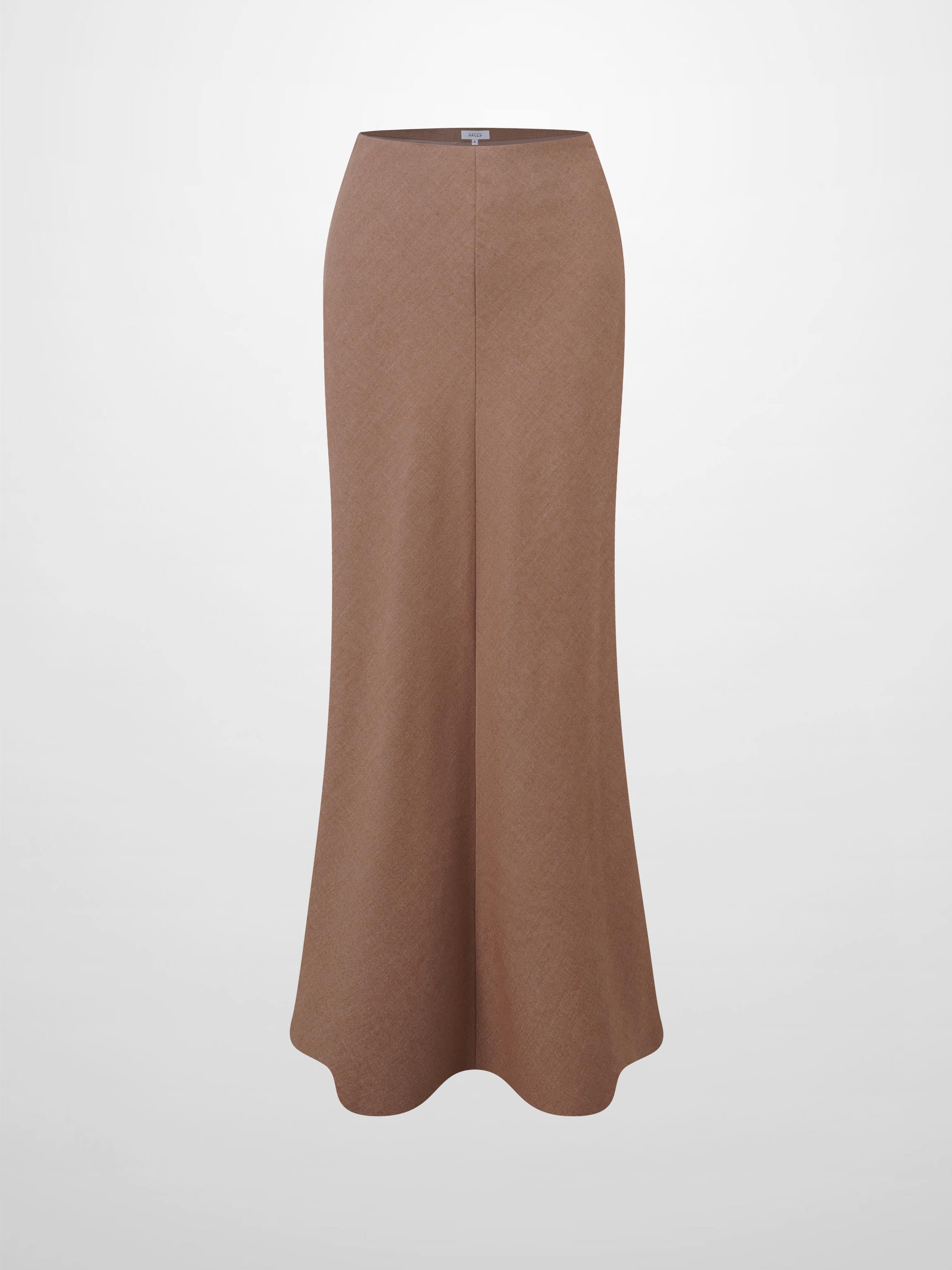Basic A-Line Seamed Maxi Skirt-Camel