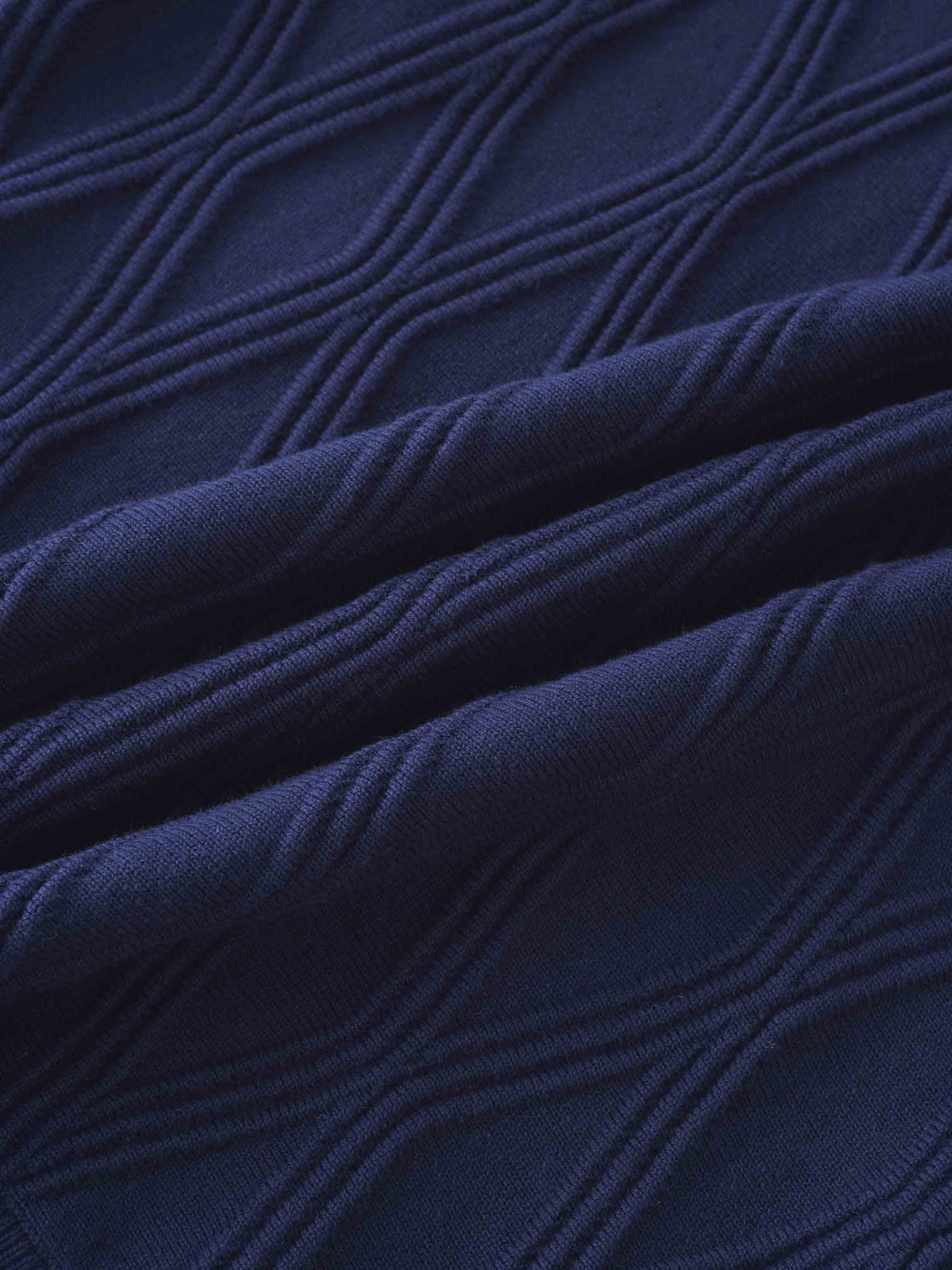 Scalloped Sleeveless Crew Neck Sweater-Blue