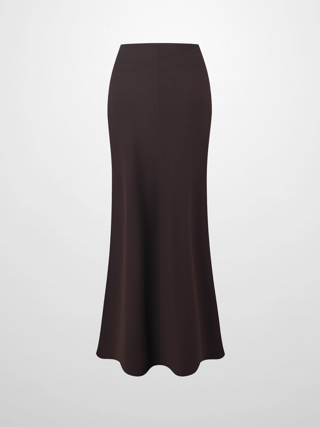 Basic A-Line Seamed Maxi Skirt-Brown
