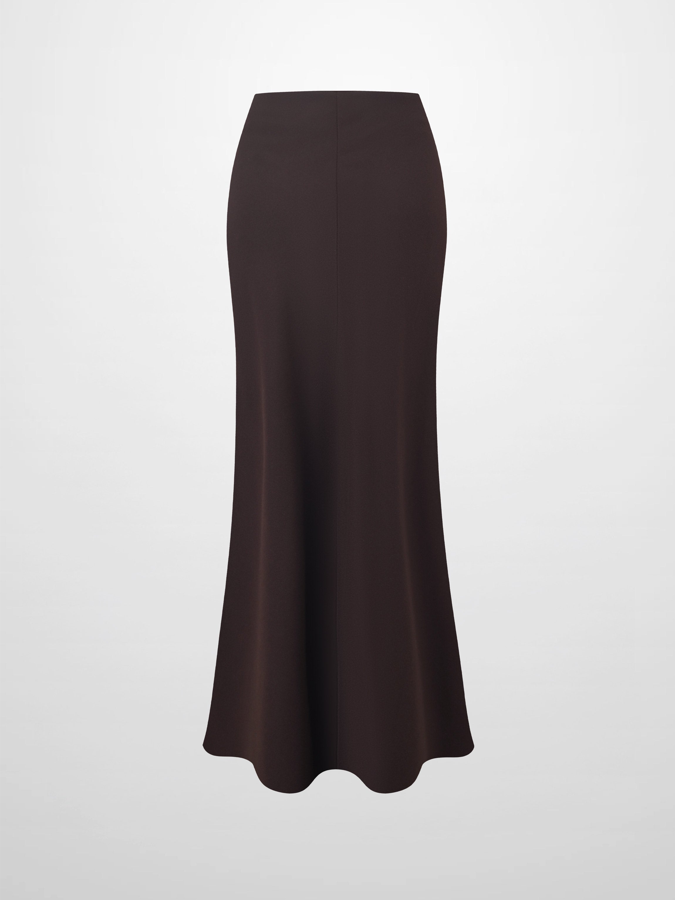Basic A-Line Seamed Maxi Skirt-Brown