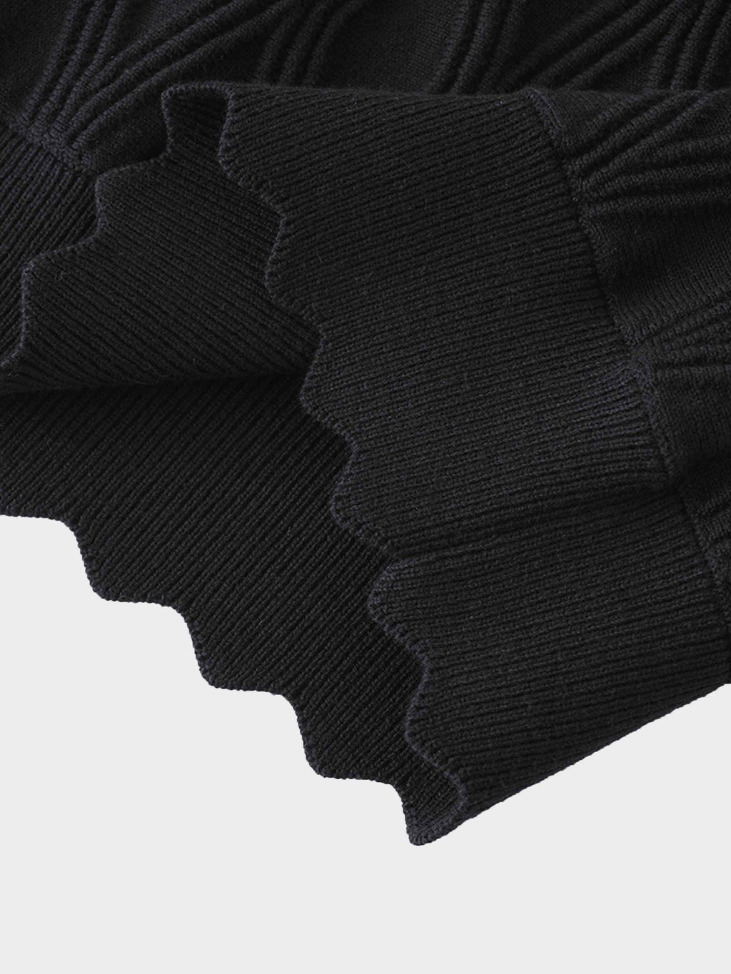 Scalloped Sleeveless Crew Neck Sweater-Black