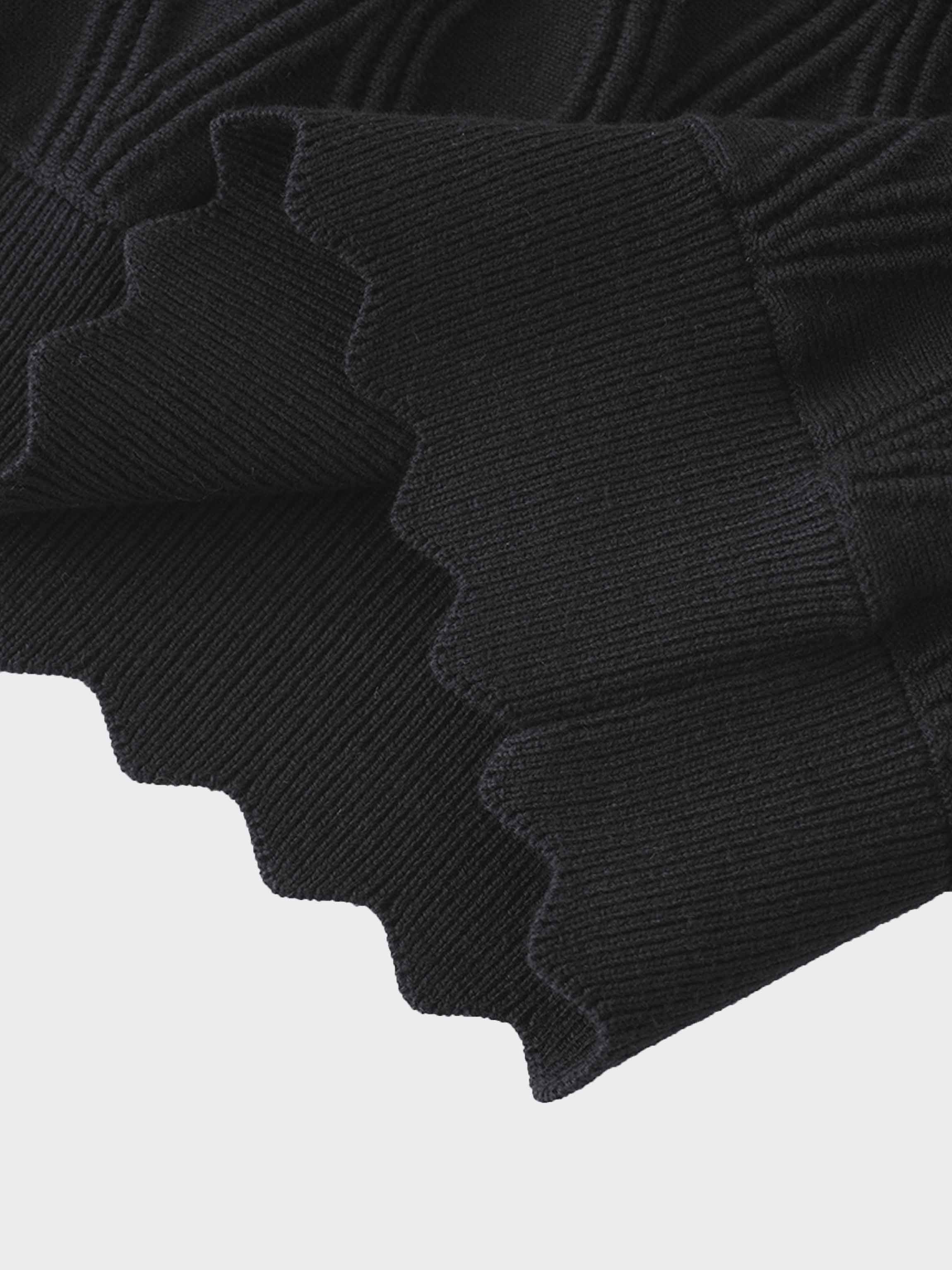 Scalloped Sleeveless Crew Neck Sweater-Black