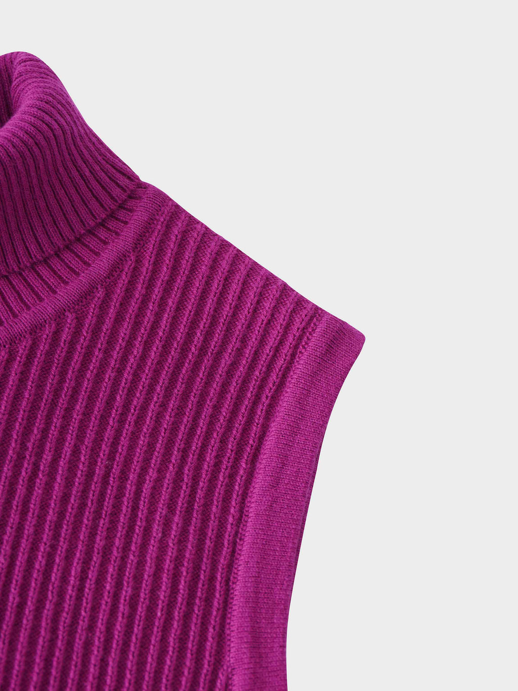 Sleeveless Ribbed Turtleneck-Fuchsia Pink