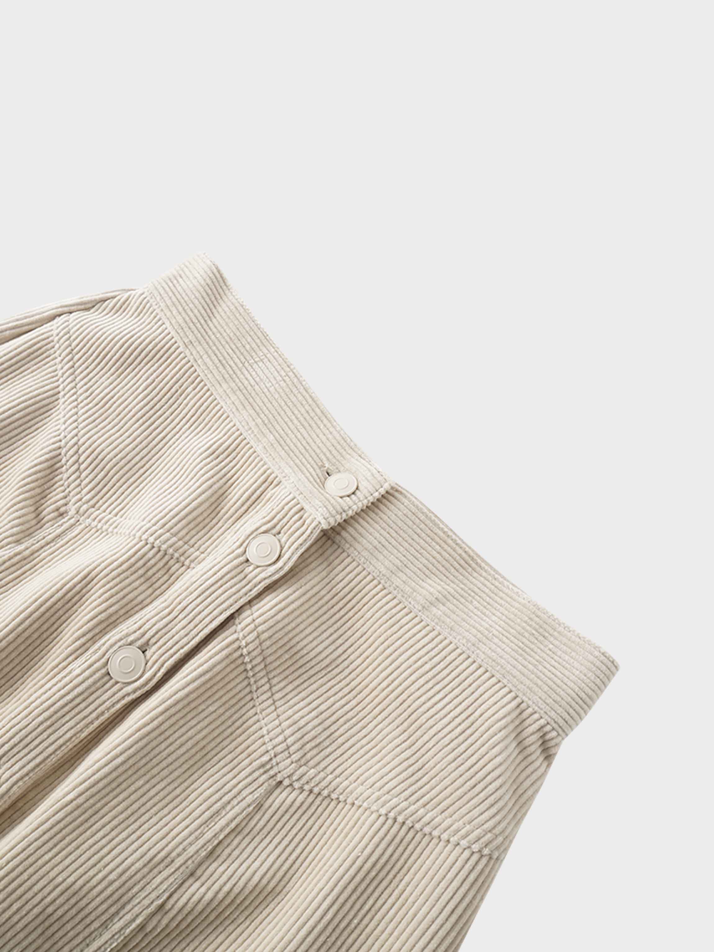 Button Down A-Line Corduroy Skirt-Warm Vanilla