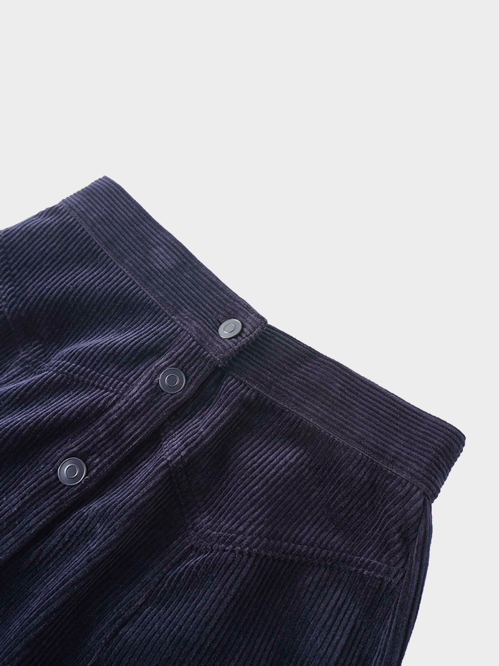 Button Down A-Line Corduroy Skirt-Navy