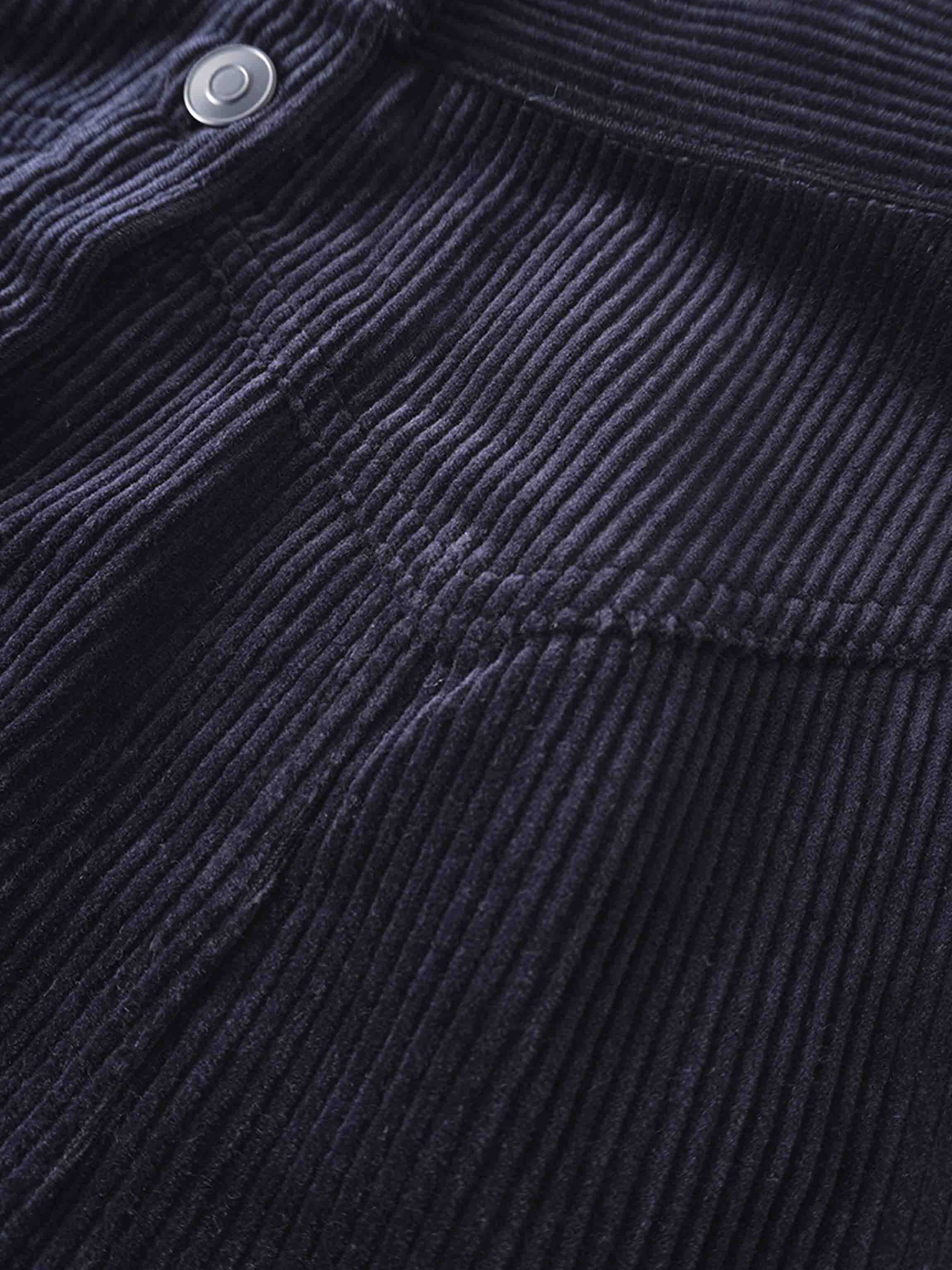 Button Down A-Line Corduroy Skirt-Navy