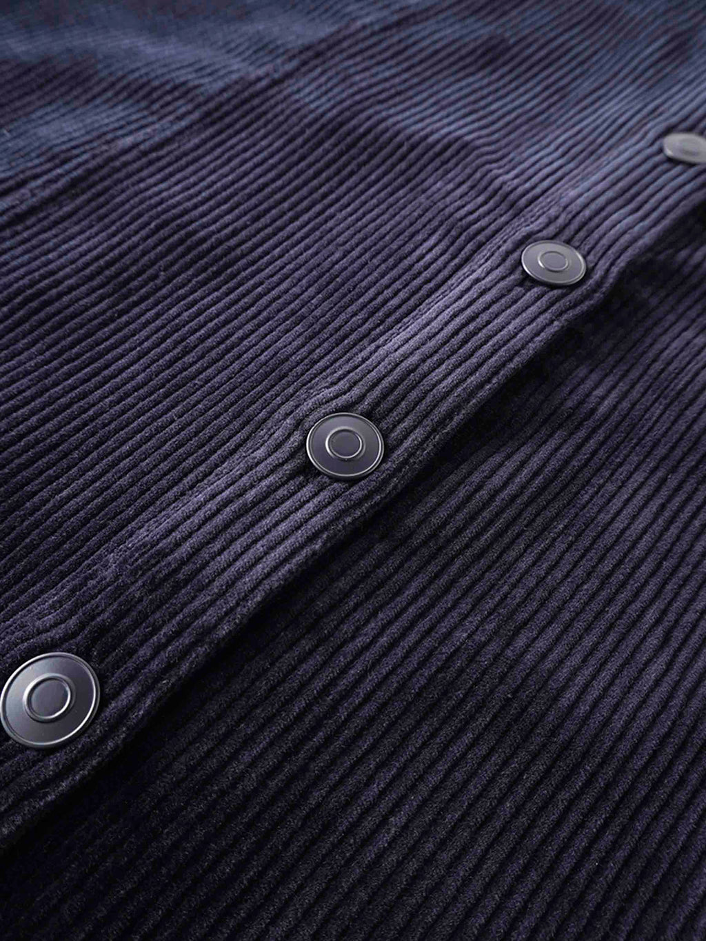 Button Down A-Line Corduroy Skirt-Navy