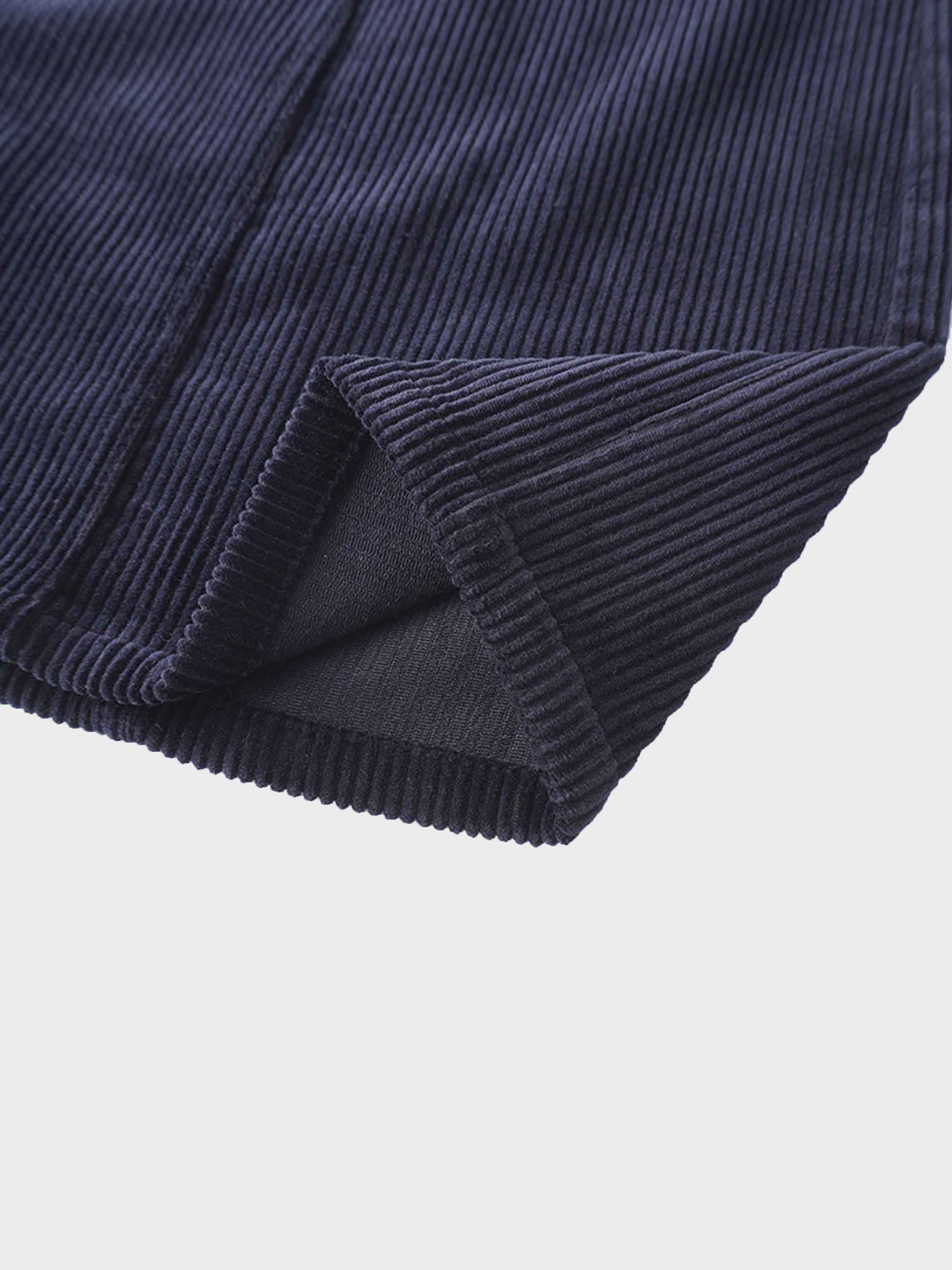 Button Down A-Line Corduroy Skirt-Navy
