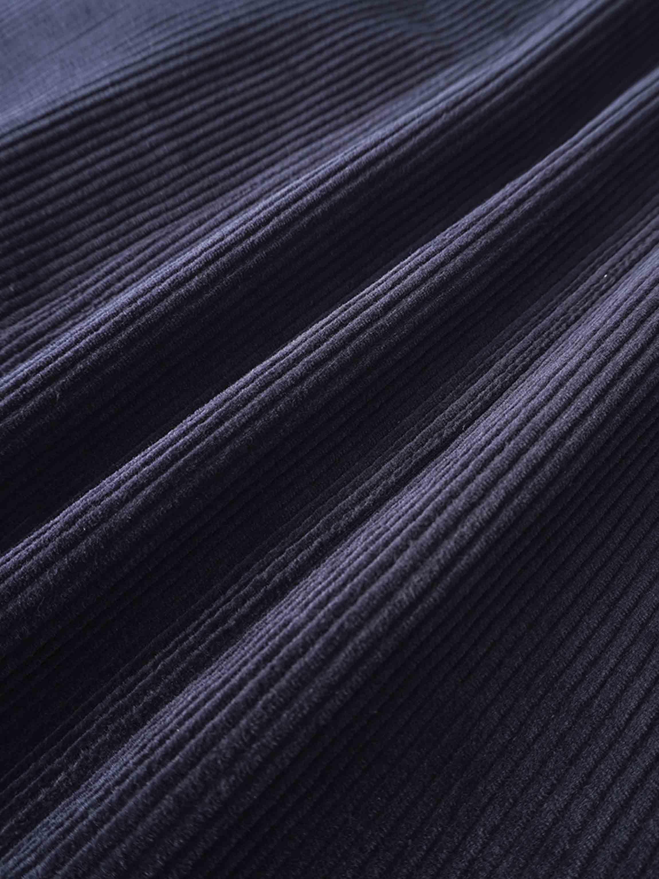 Button Down A-Line Corduroy Skirt-Navy