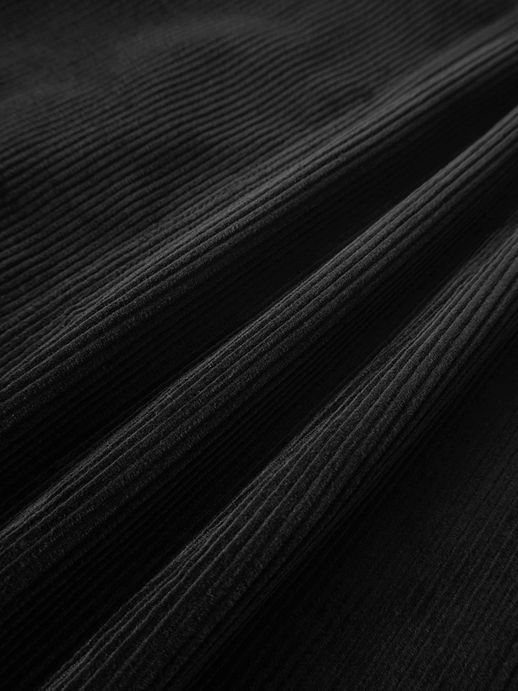 Button Down A-Line Corduroy Skirt-Black