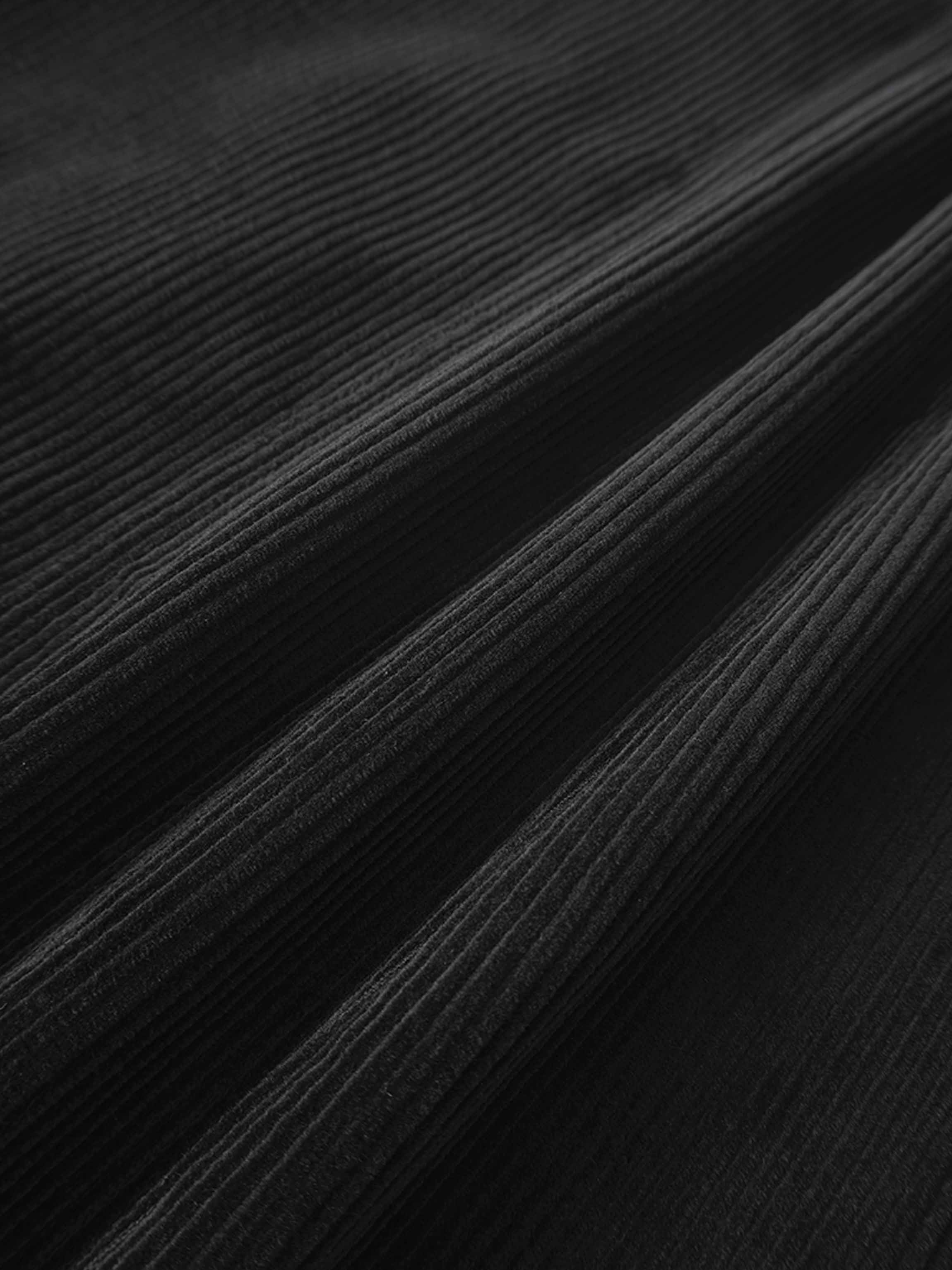 Button Down A-Line Corduroy Skirt-Black