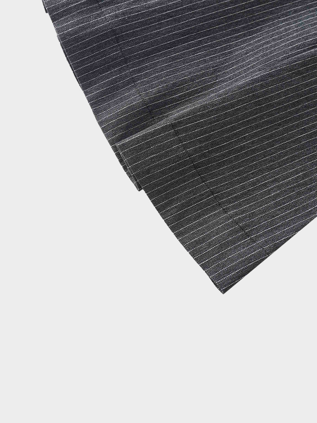 Yoke Pleated Denim Skirt-Black Pinstripe