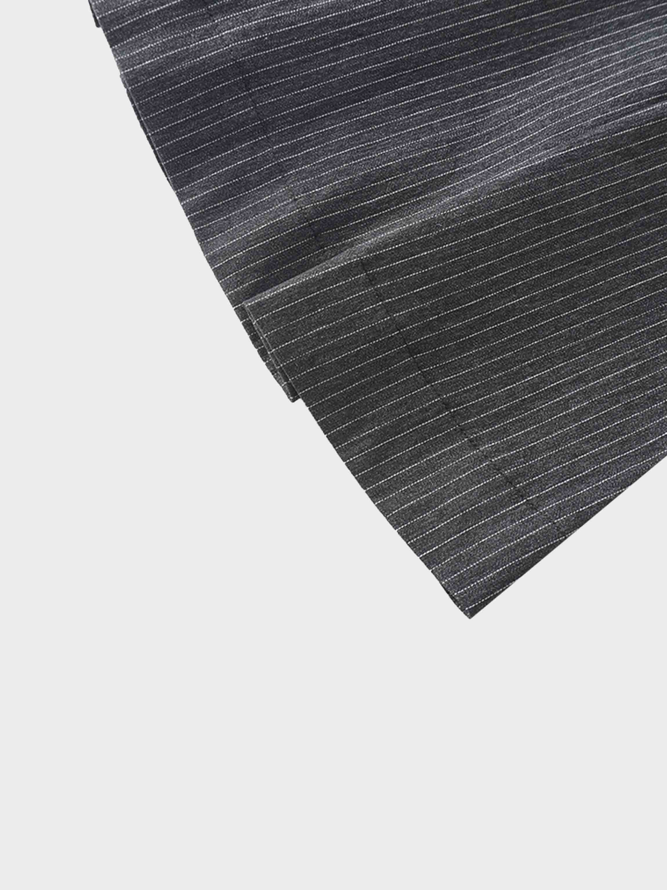 Yoke Pleated Denim Skirt-Black Pinstripe