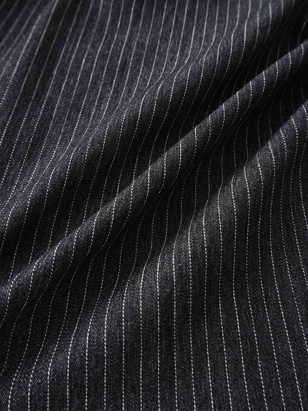 Yoke Pleated Denim Skirt-Black Pinstripe