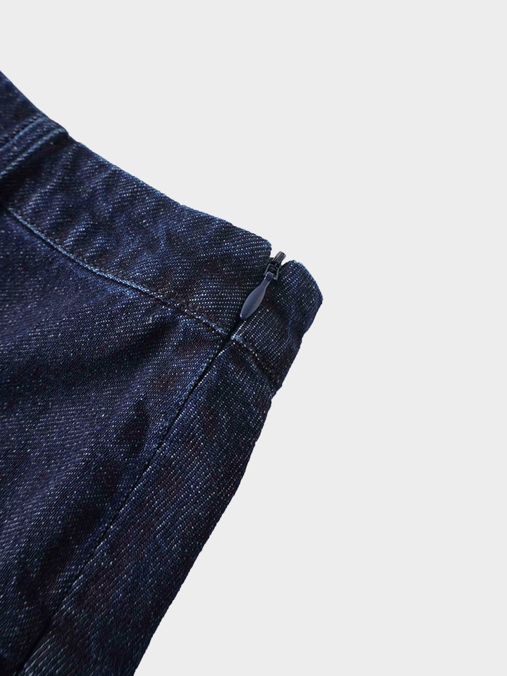 Yoke Pleated Denim Skirt-Blue