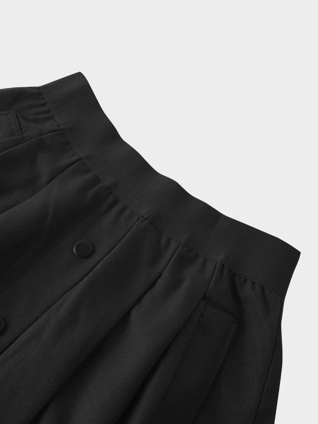 Elastic Waist Button Down Skirt-Black