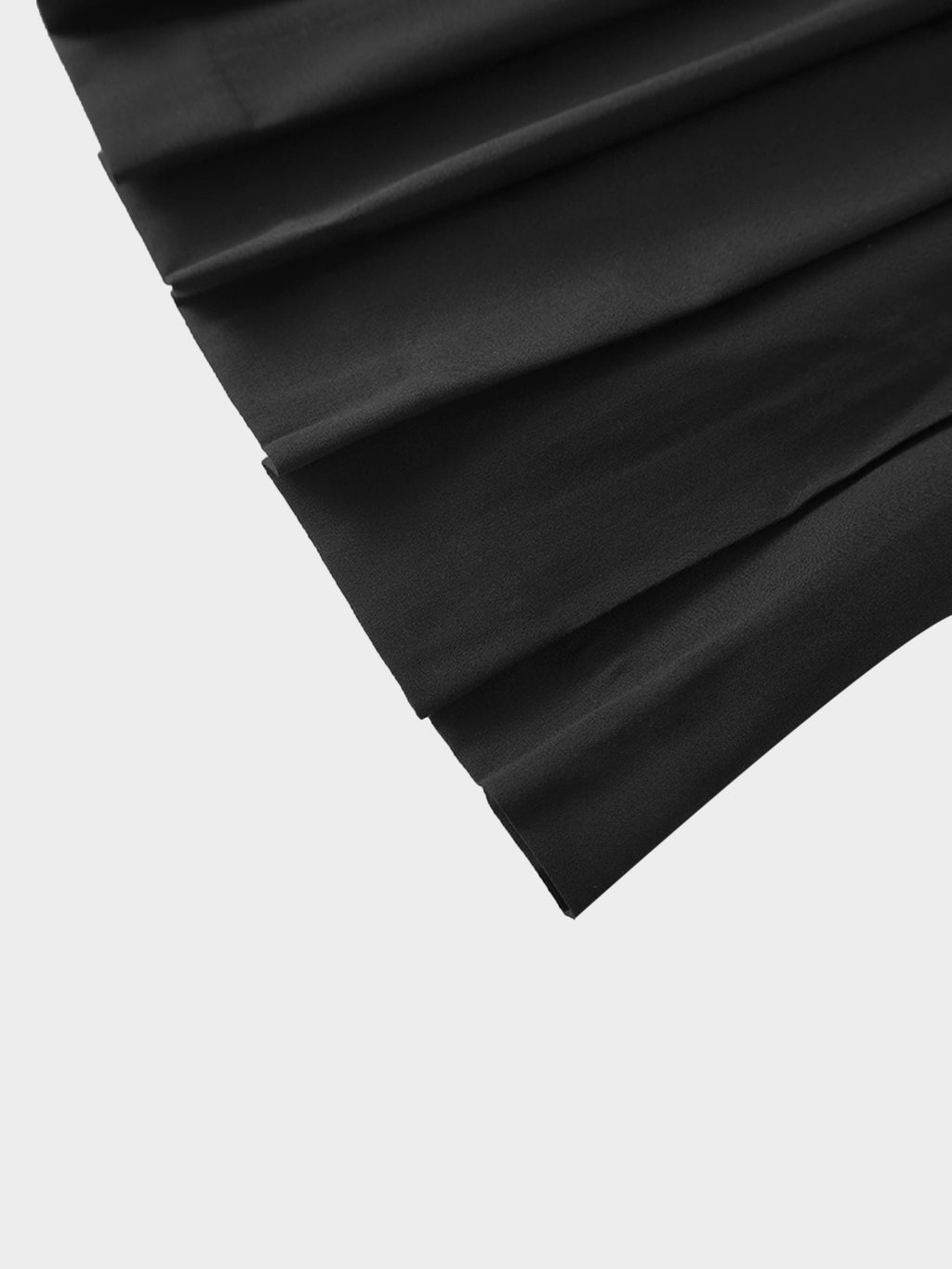 Stitch Down Pleated Wool Skirt-Black