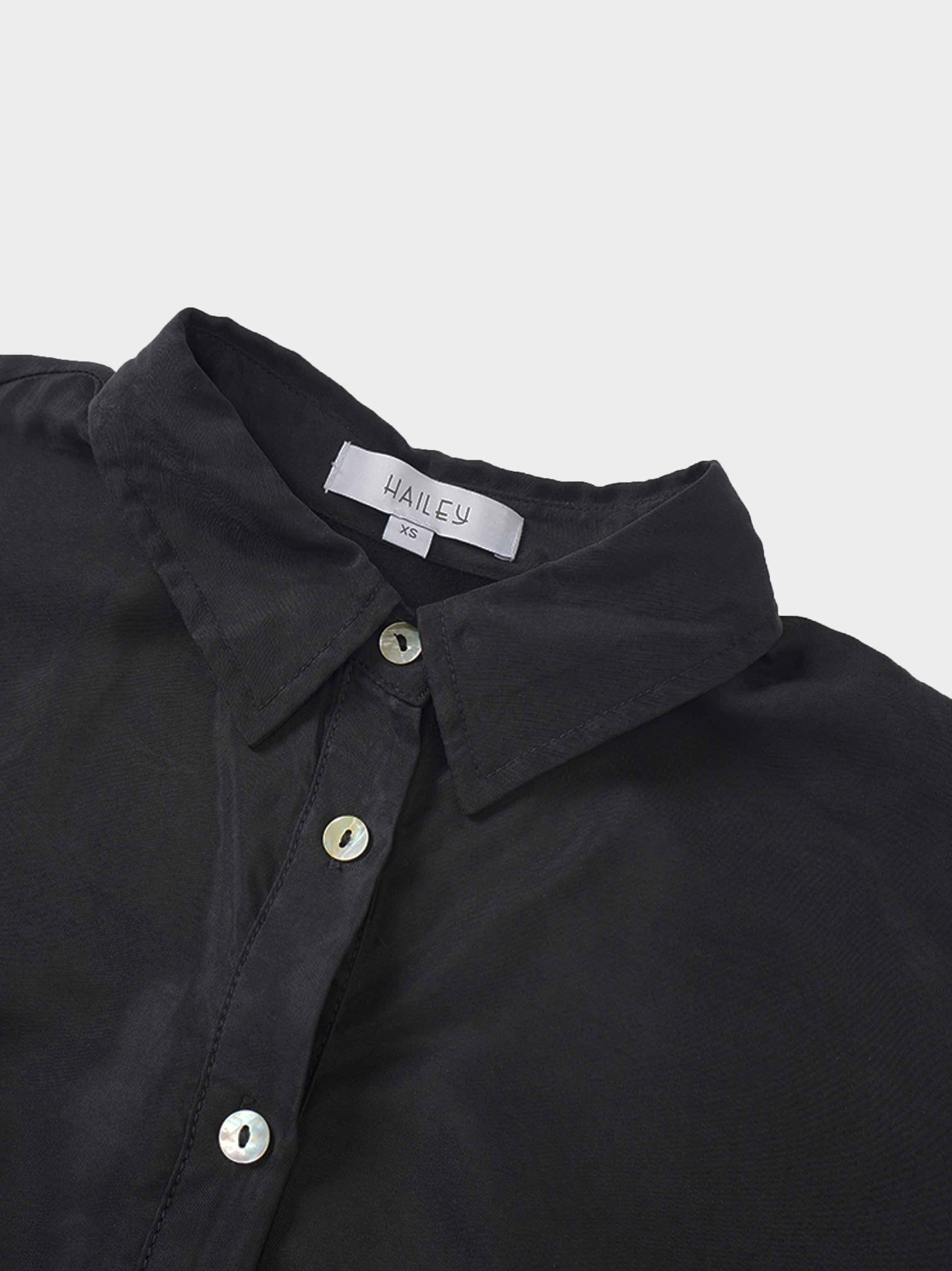 Dolman Sleeve Cupro Blouse-Black