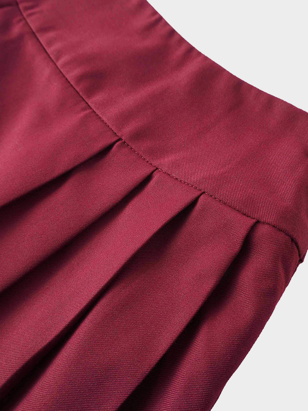 Yoke Pleated Skirt-Burgundy