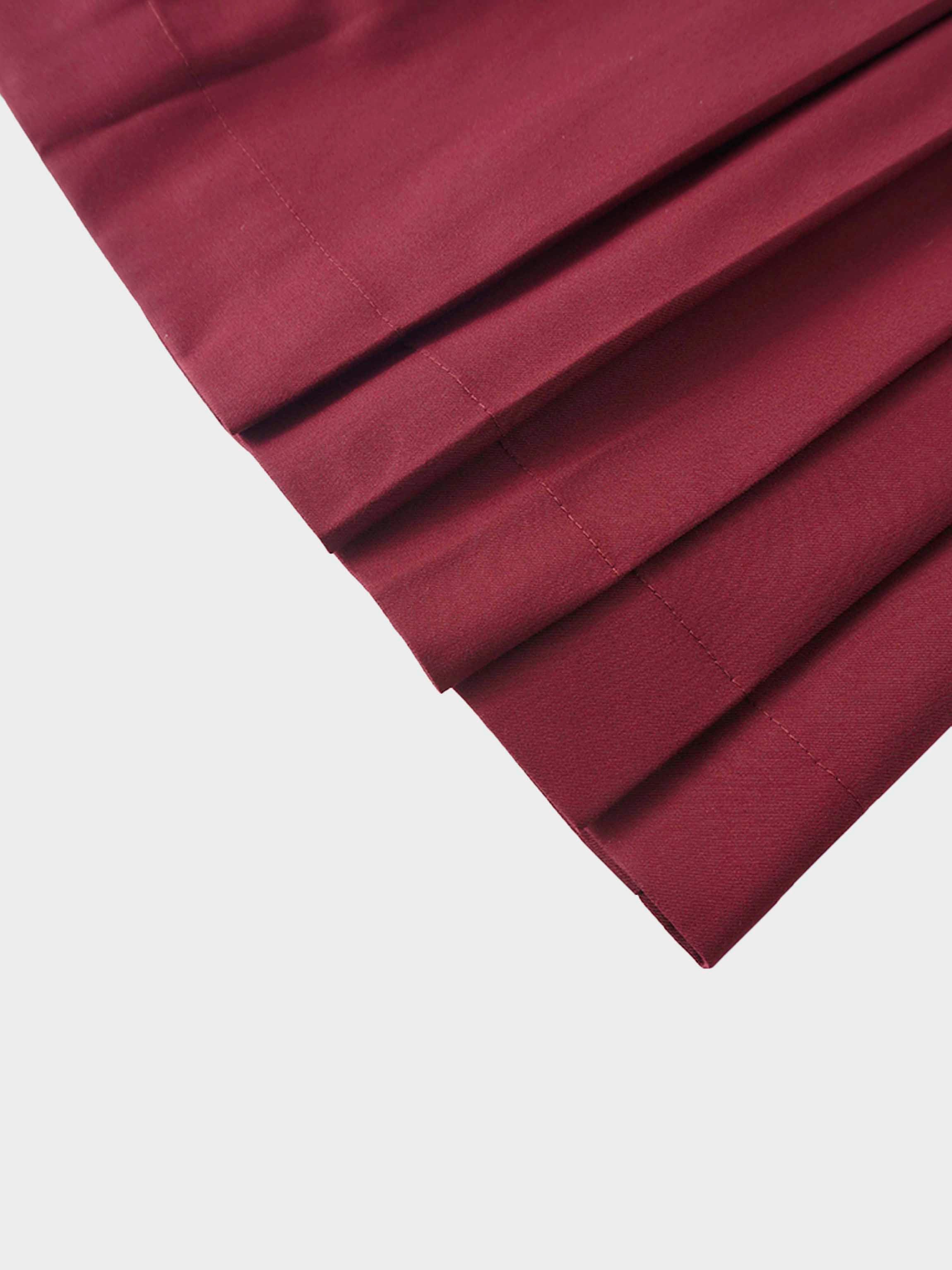 Yoke Pleated Skirt-Burgundy