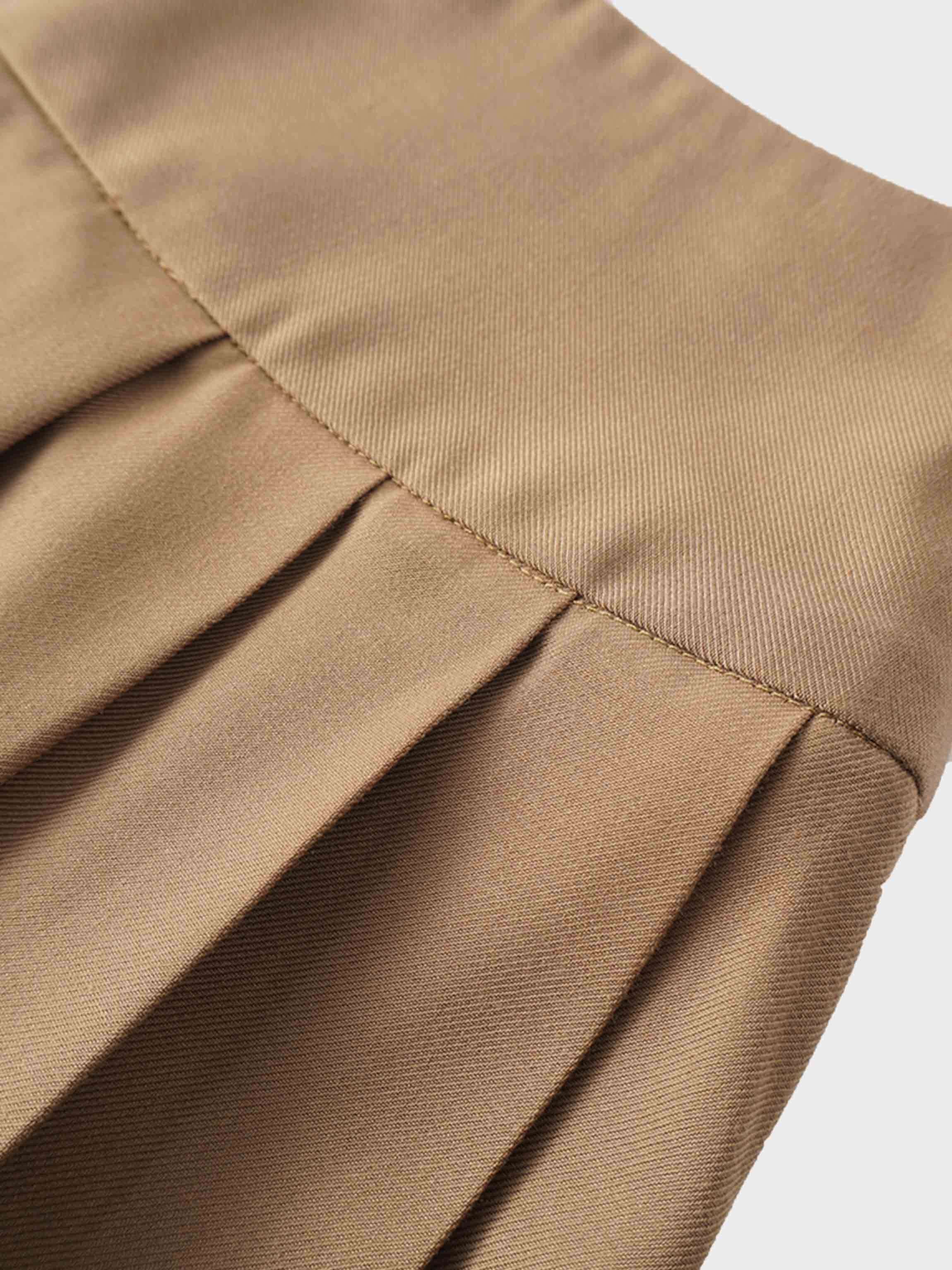 Yoke Pleated Skirt-Camel