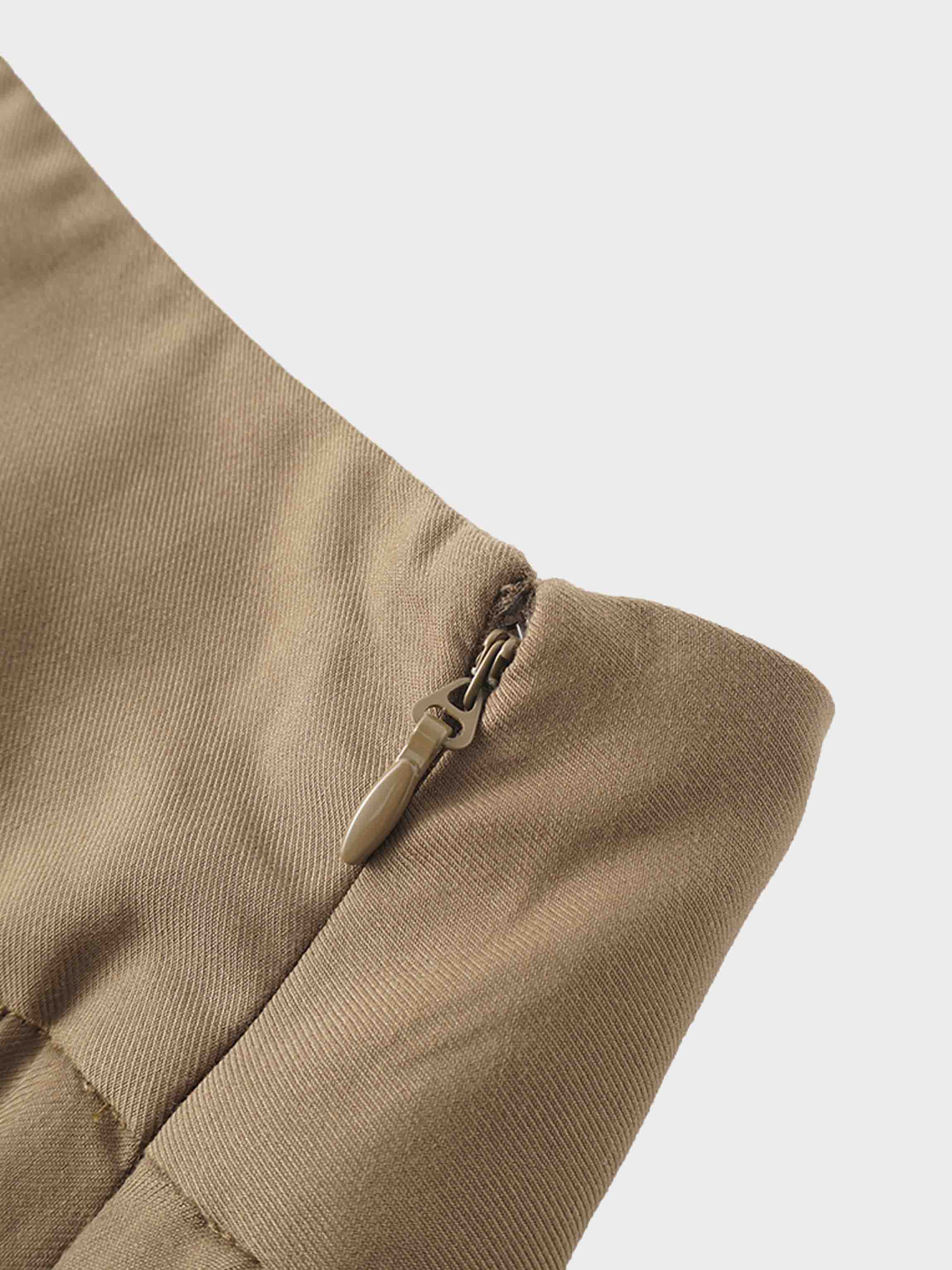 Yoke Pleated Skirt-Camel